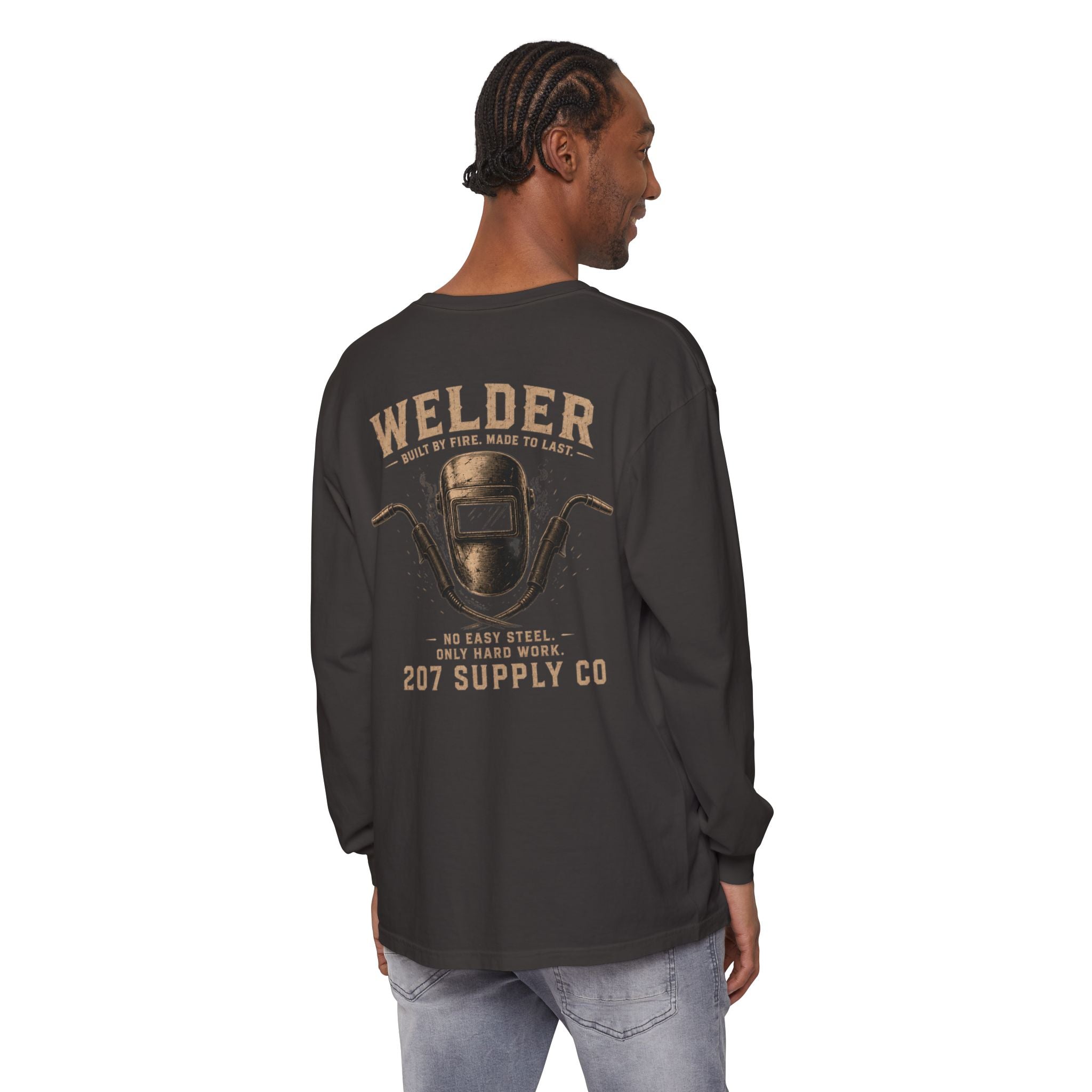 Premium Welder Long Sleeve T‑Shirt — "Welder 207 Supply Co" Vintage Workwear