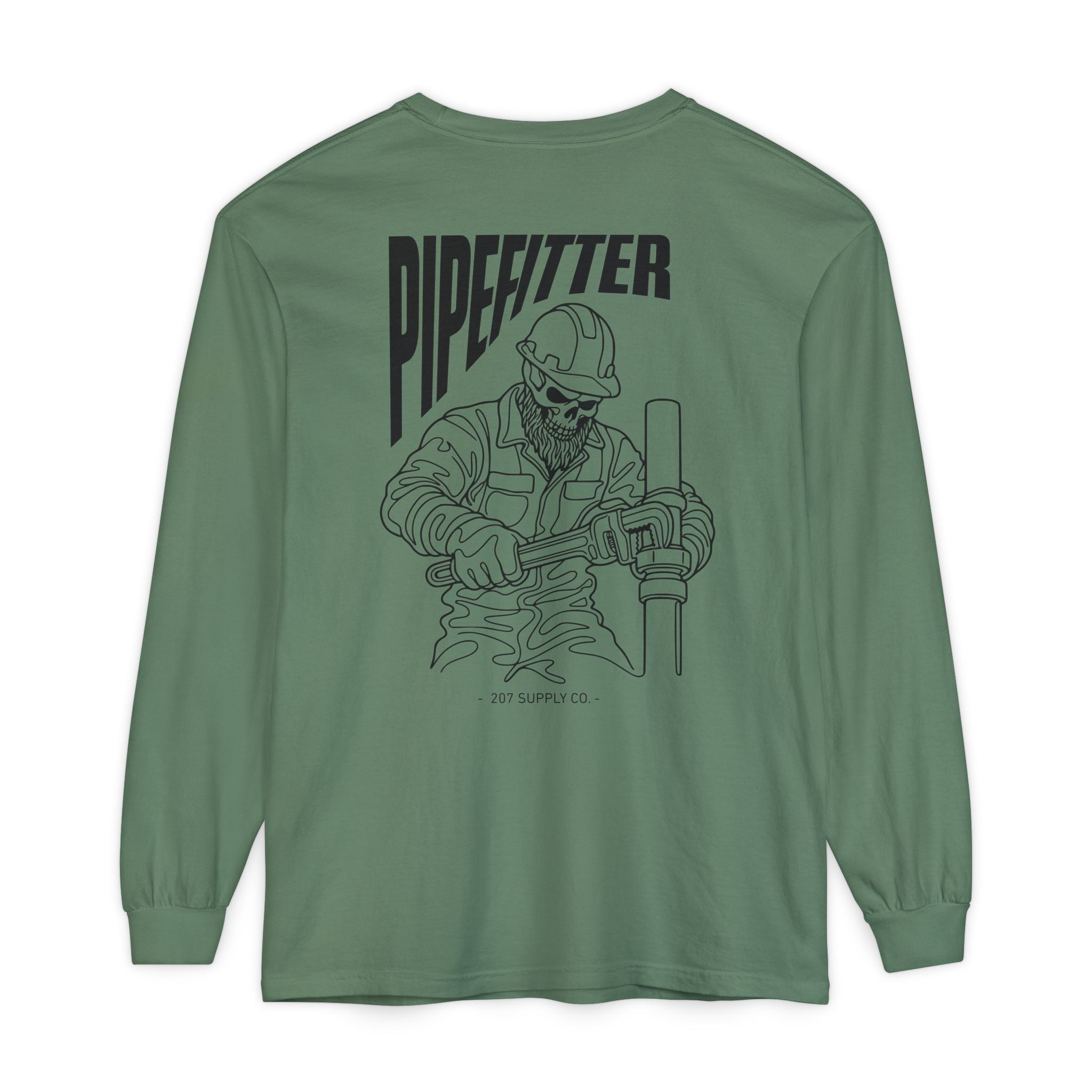 Pipefitter Skull Long Sleeve T-Shirt