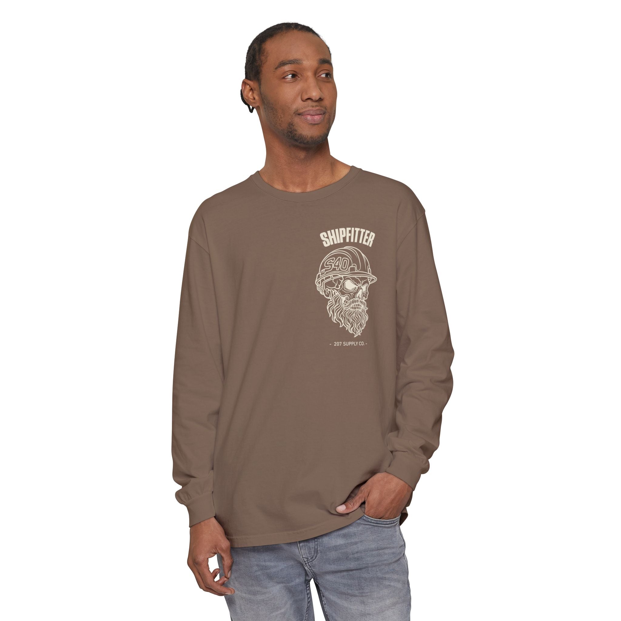 Shipfitter Bearded Skull Long Sleeve - Dark