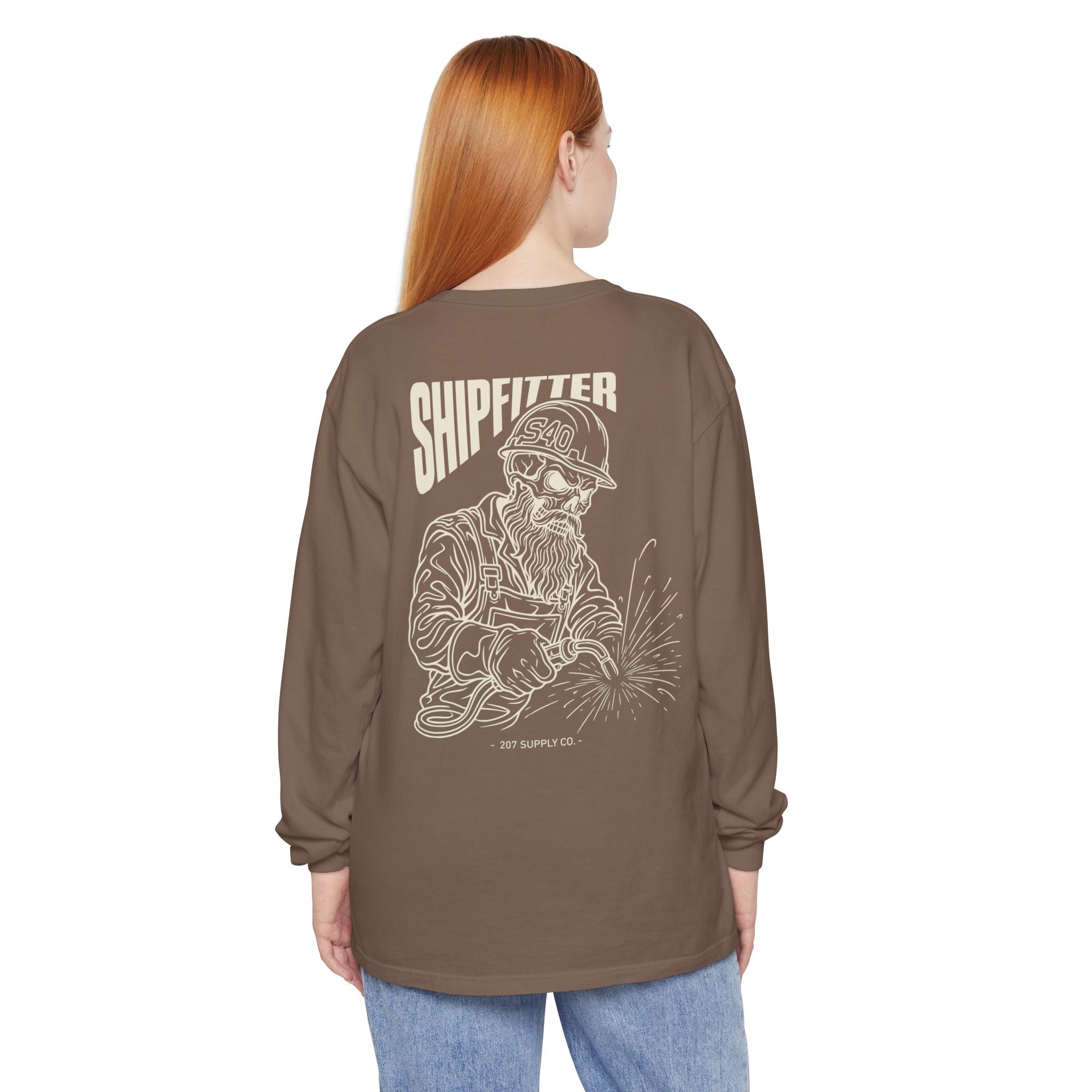 Shipfitter Bearded Skull Long Sleeve - Dark