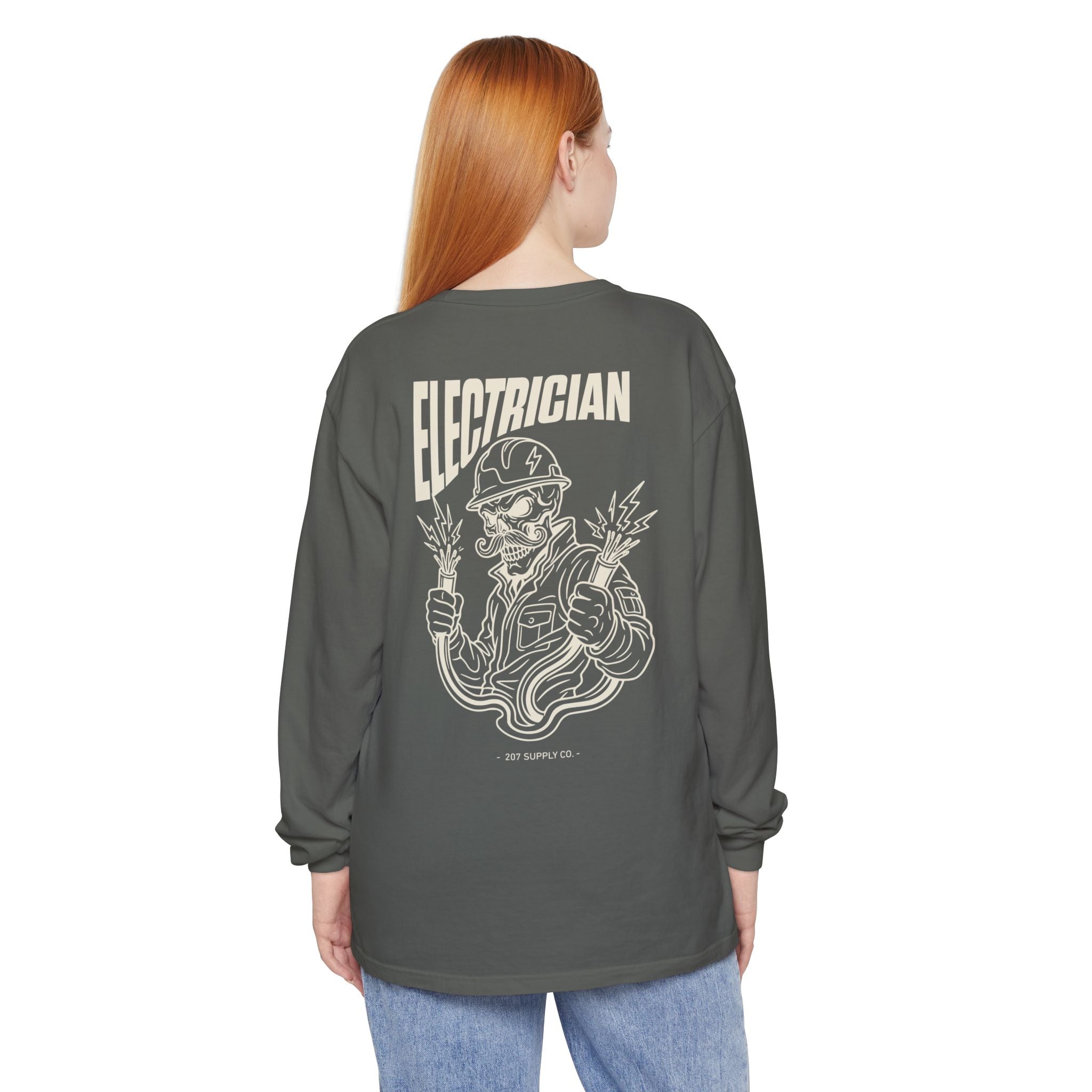 Electrician Skull Long Sleeve Tee - Dark