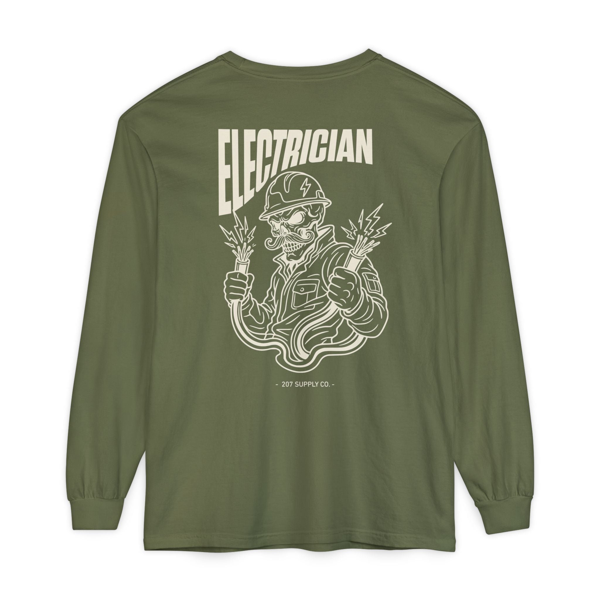 Electrician Skull Long Sleeve Tee - Dark