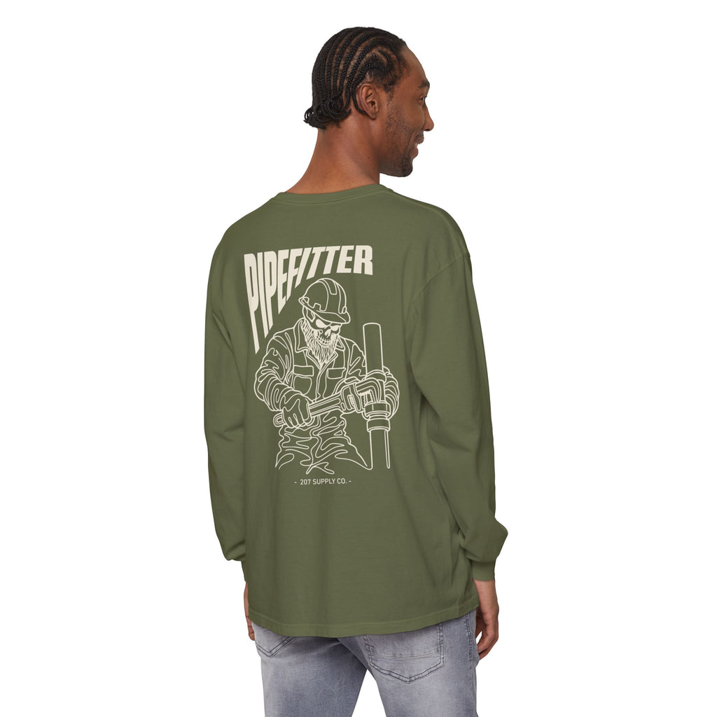 Pipefitter Skull Long Sleeve T-Shirt - Dark