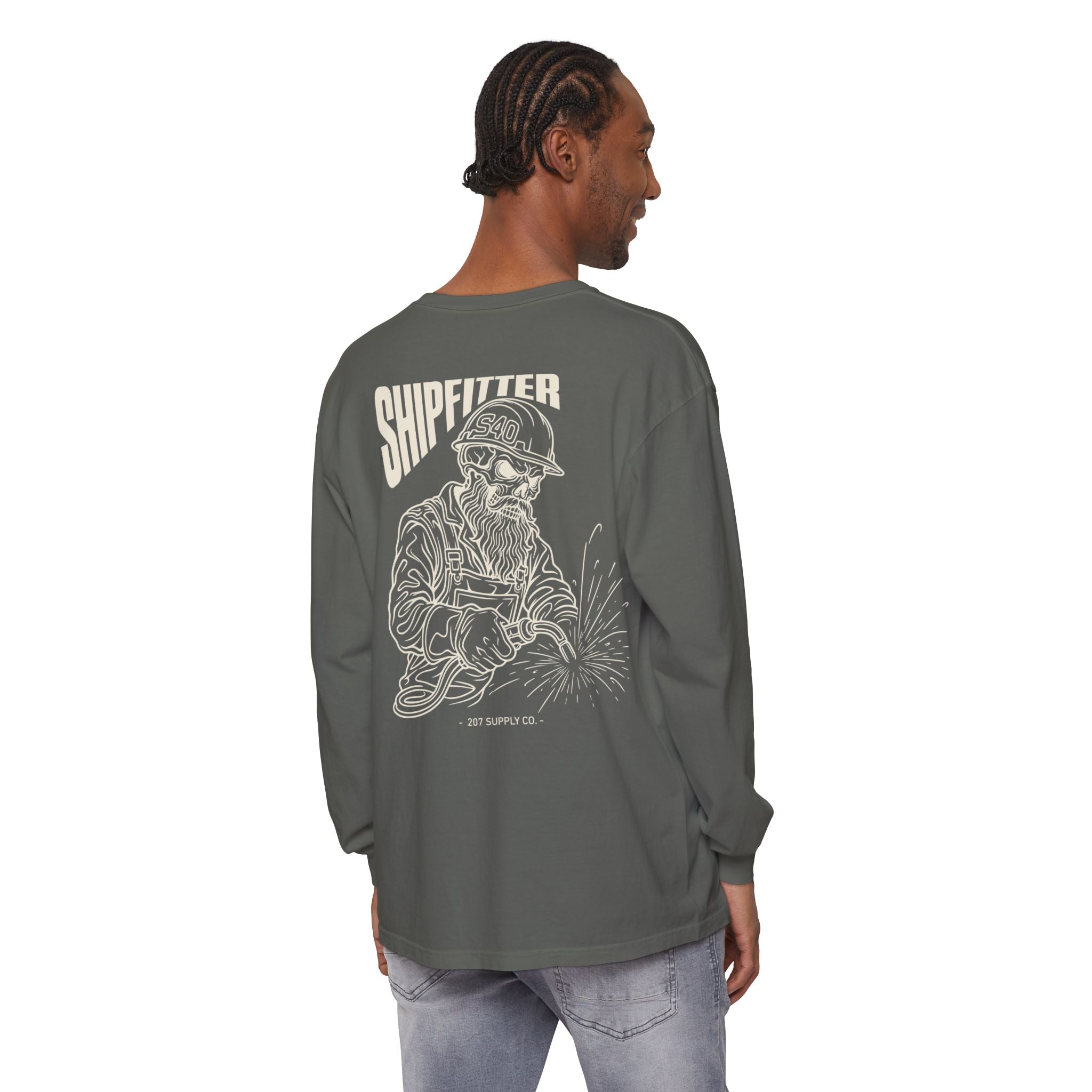 Shipfitter Bearded Skull Long Sleeve - Dark