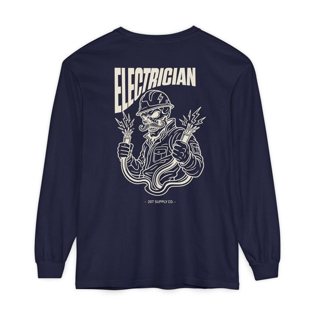 Electrician Skull Long Sleeve Tee - Dark