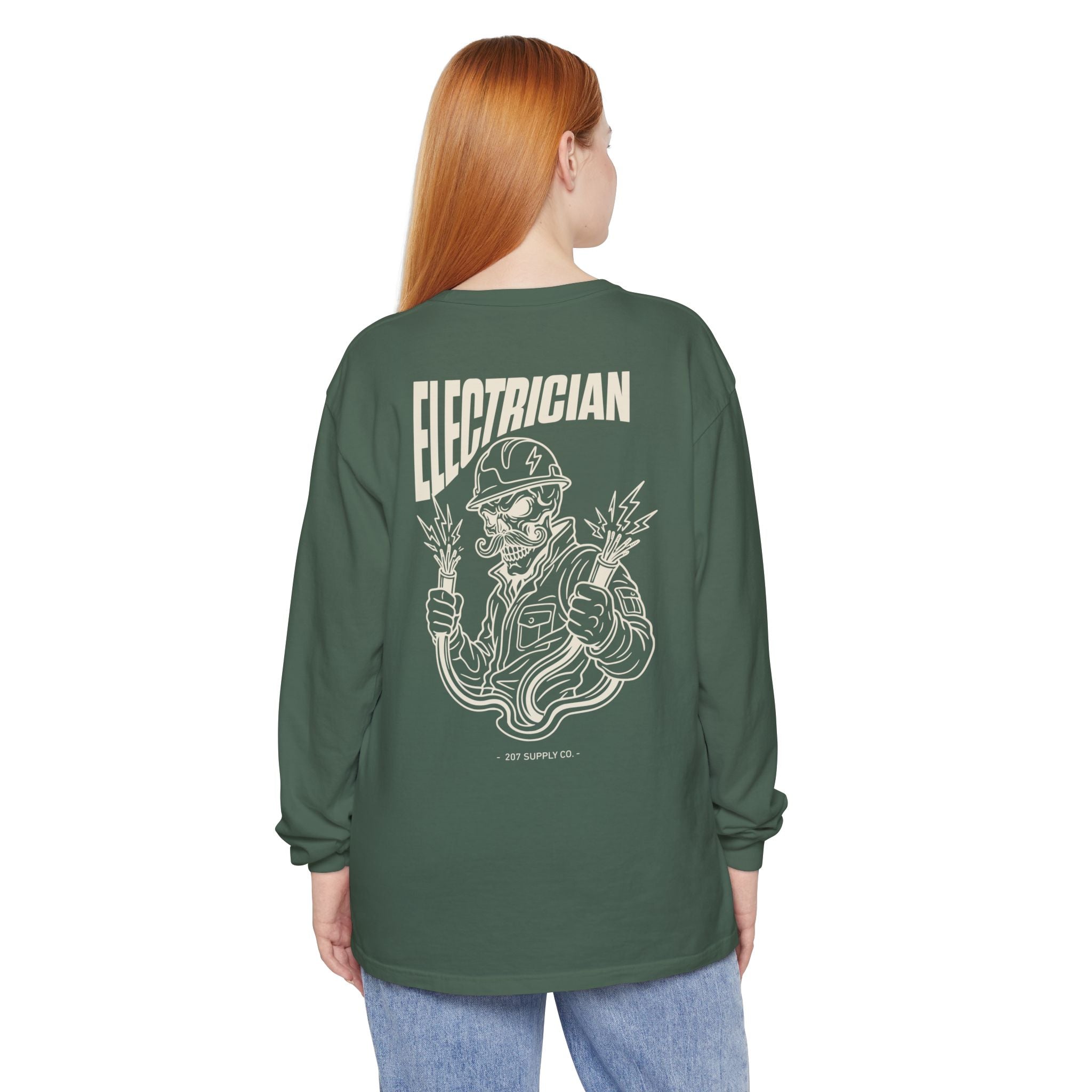 Electrician Skull Long Sleeve Tee - Dark