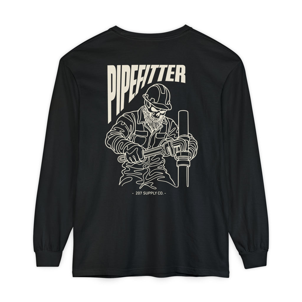 Pipefitter Skull Long Sleeve T-Shirt - Dark