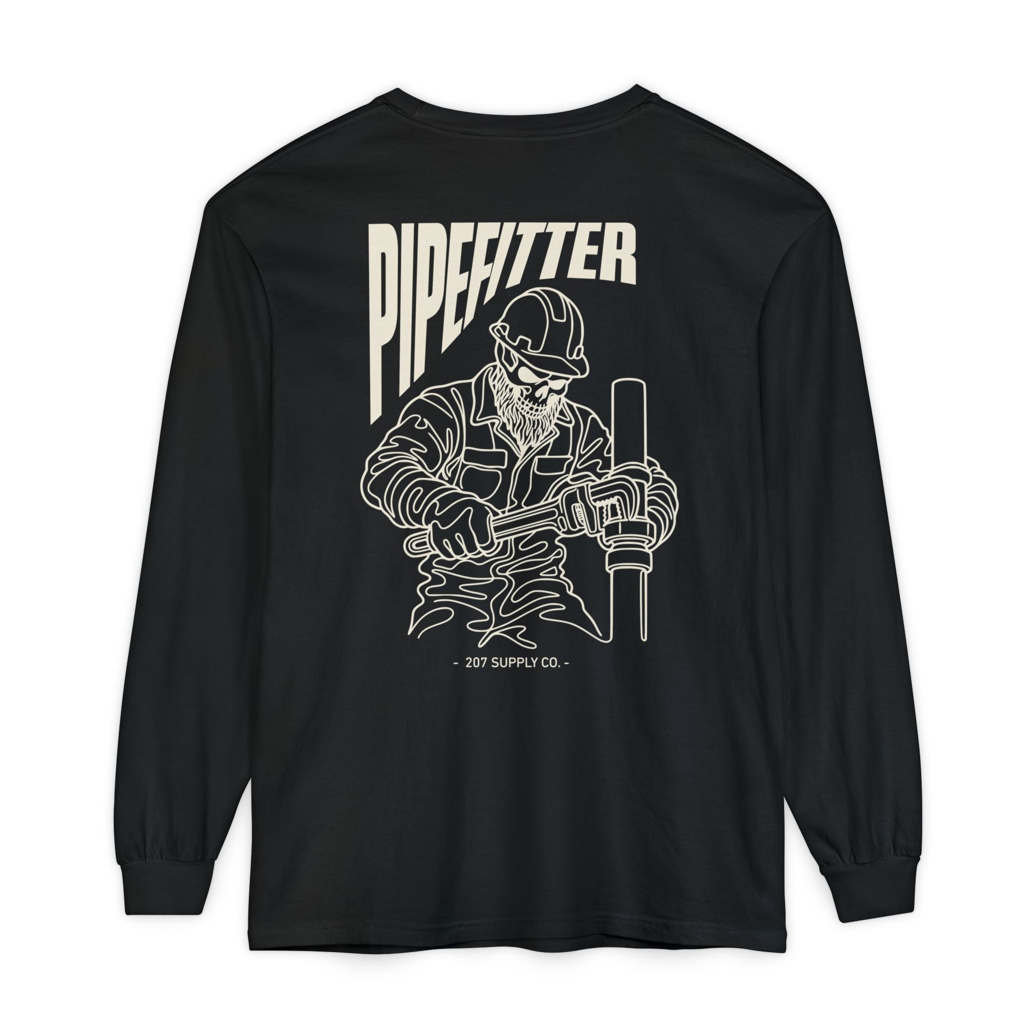 Pipefitter Skull Long Sleeve T-Shirt - Dark