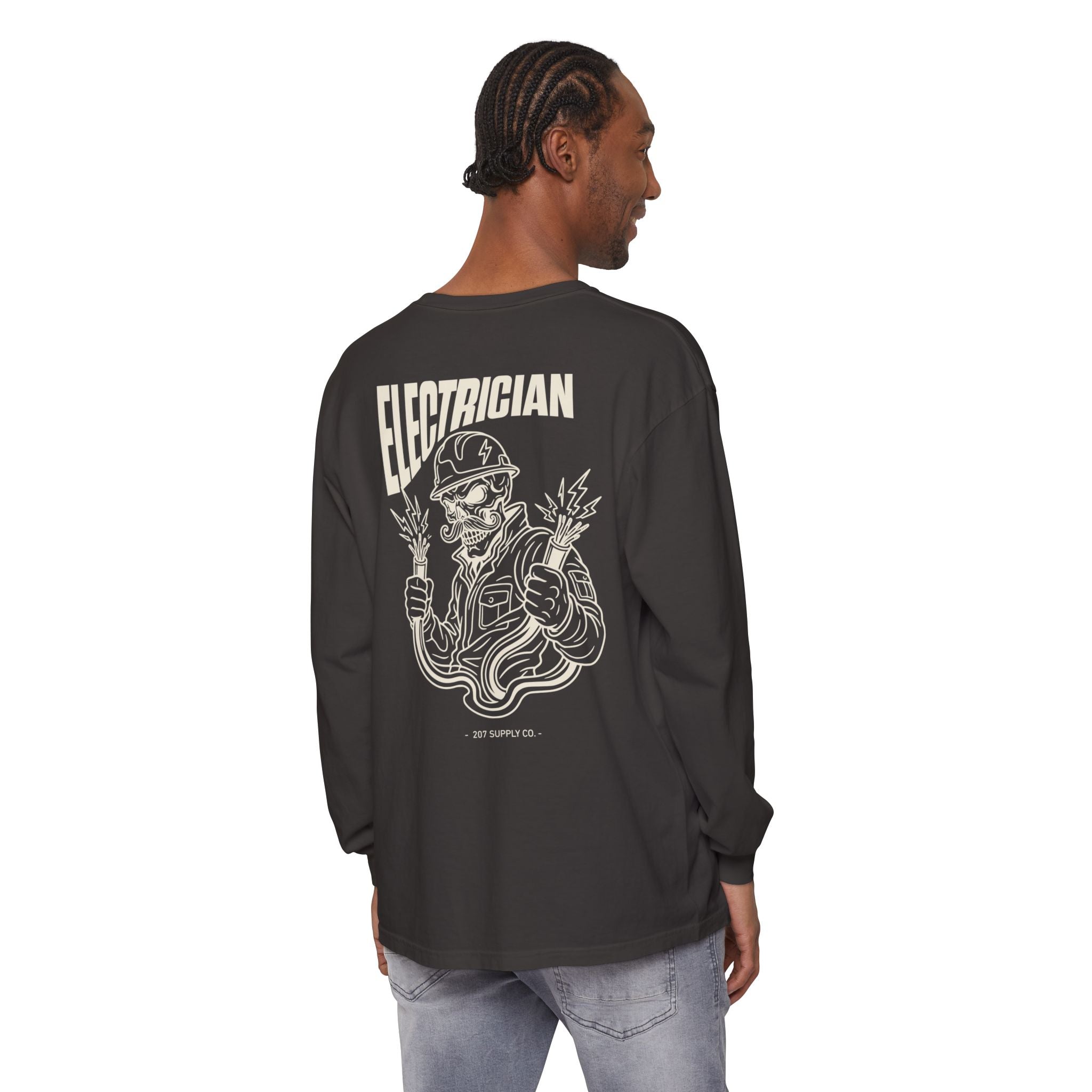 Electrician Skull Long Sleeve Tee - Dark