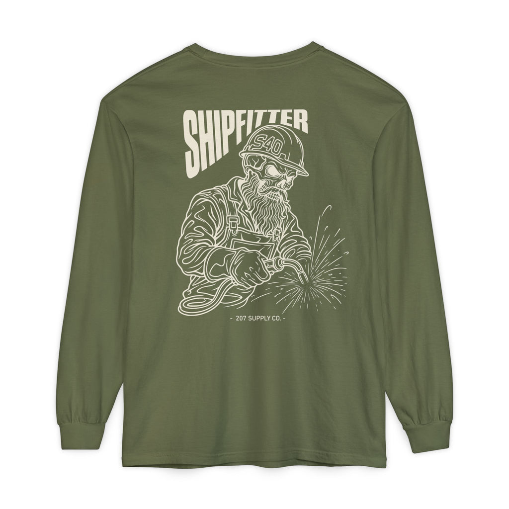 Shipfitter Bearded Skull Long Sleeve - Dark