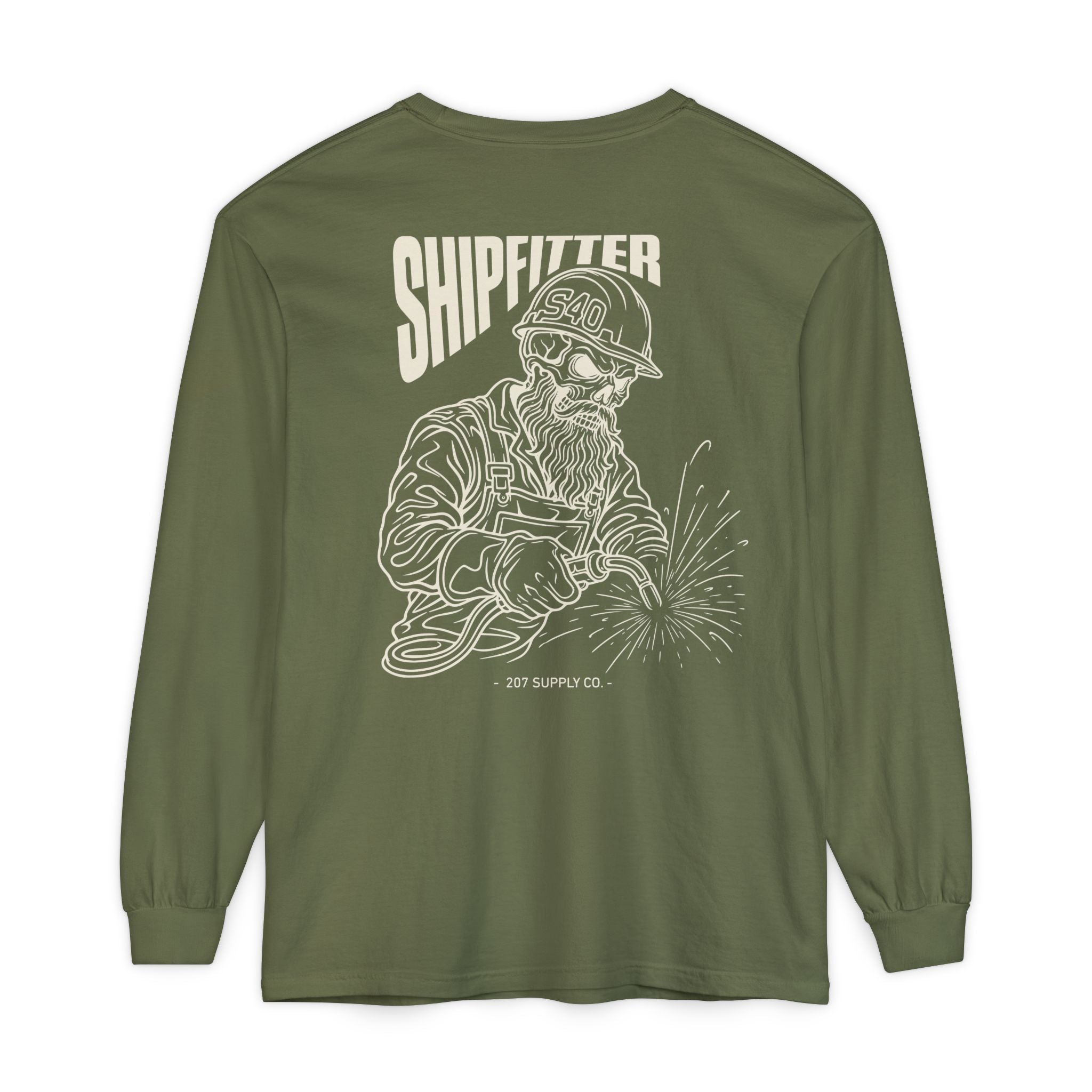 Shipfitter Bearded Skull Long Sleeve - Dark