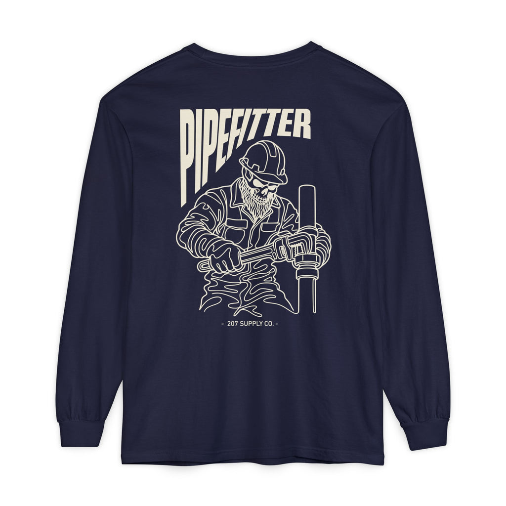 Pipefitter Skull Long Sleeve T-Shirt - Dark