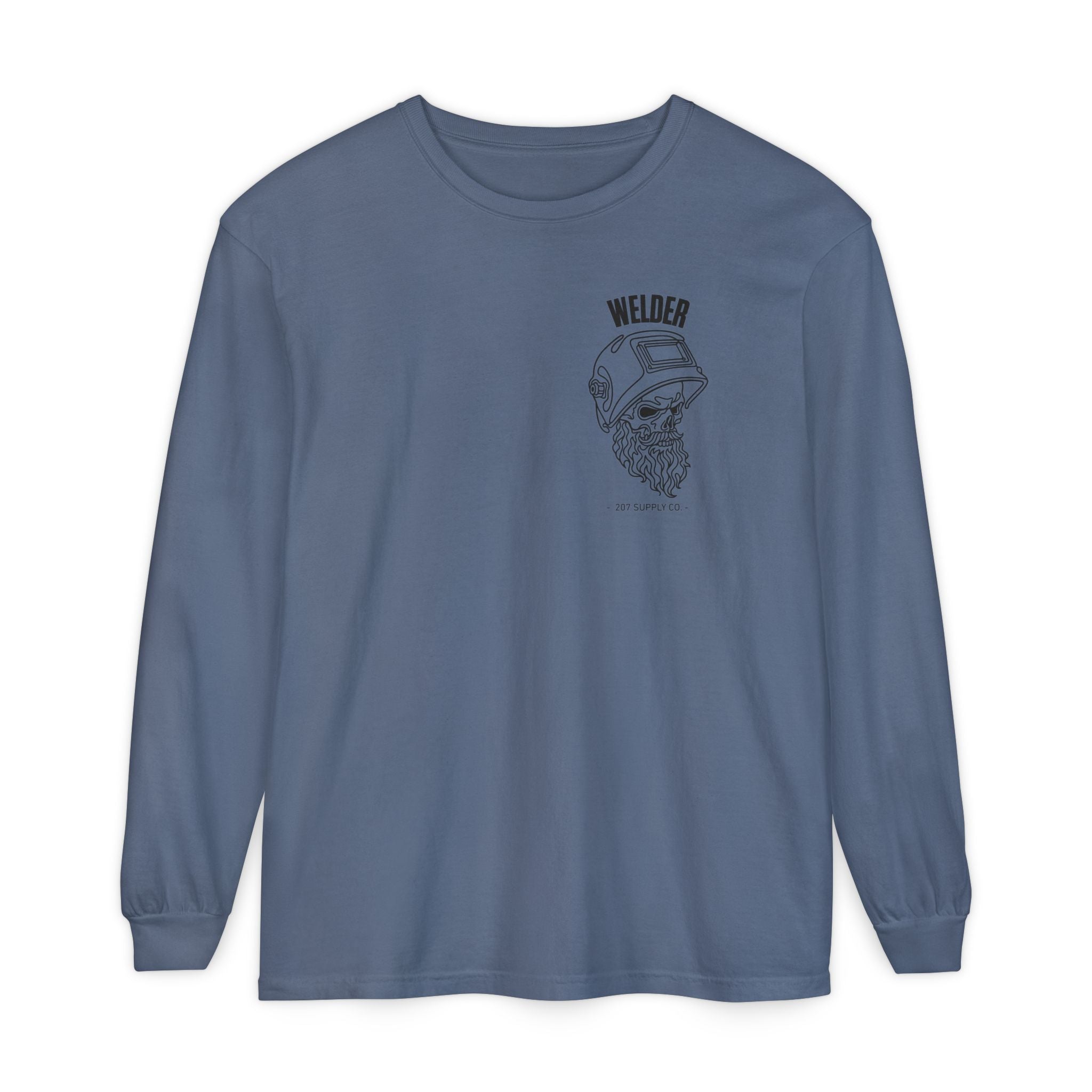 Welder Skull Long Sleeve Tee — Blue Jean