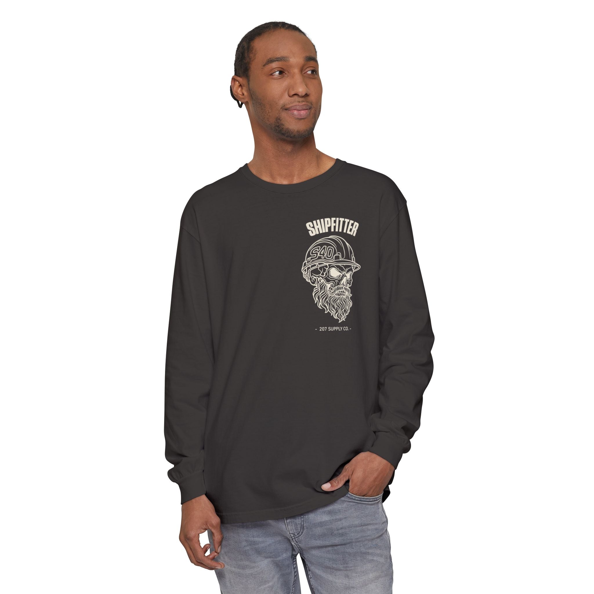 Shipfitter Bearded Skull Long Sleeve - Dark