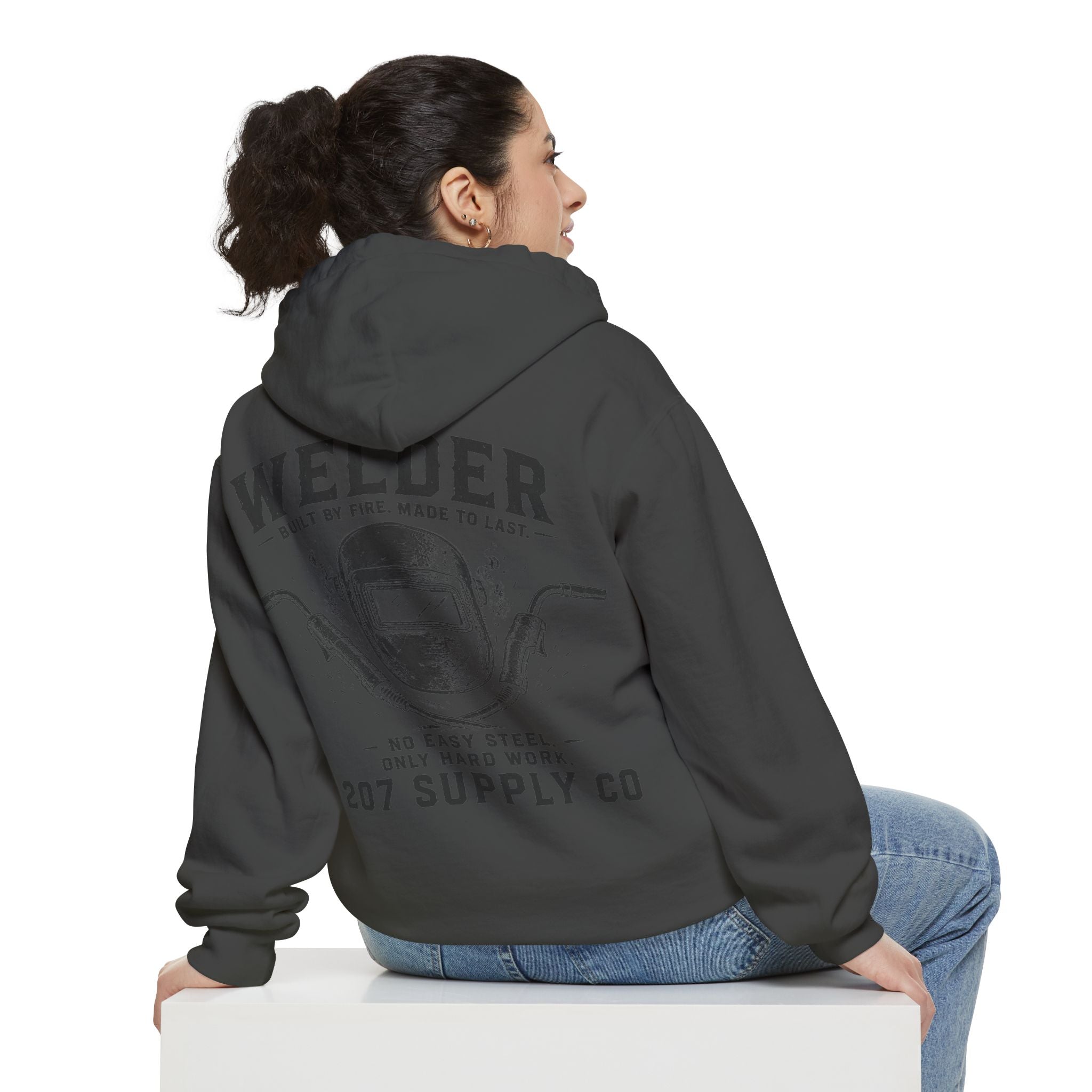 Premium Welder Hoodie - Vintage Welding Helmet Graphic