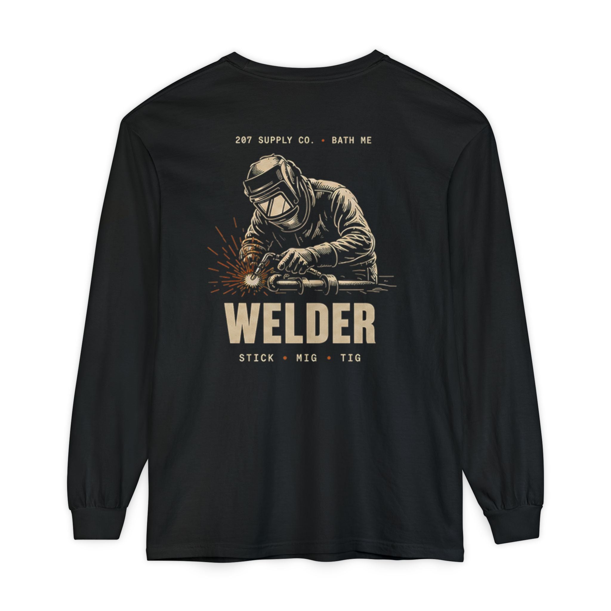 Premium Welder Long Sleeve T‑Shirt — Vintage Welding Helmet & Welder Graphic