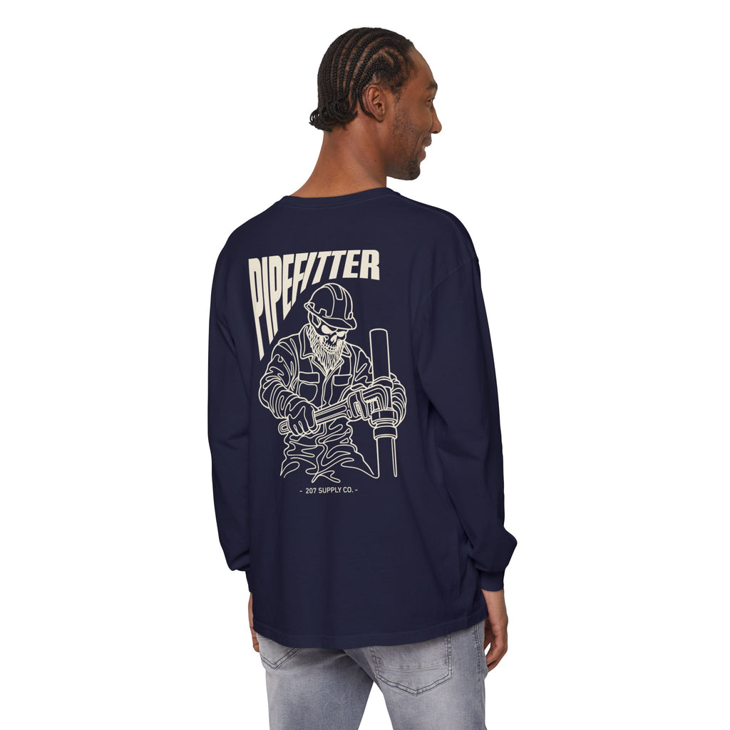 Pipefitter Skull Long Sleeve T-Shirt - Dark