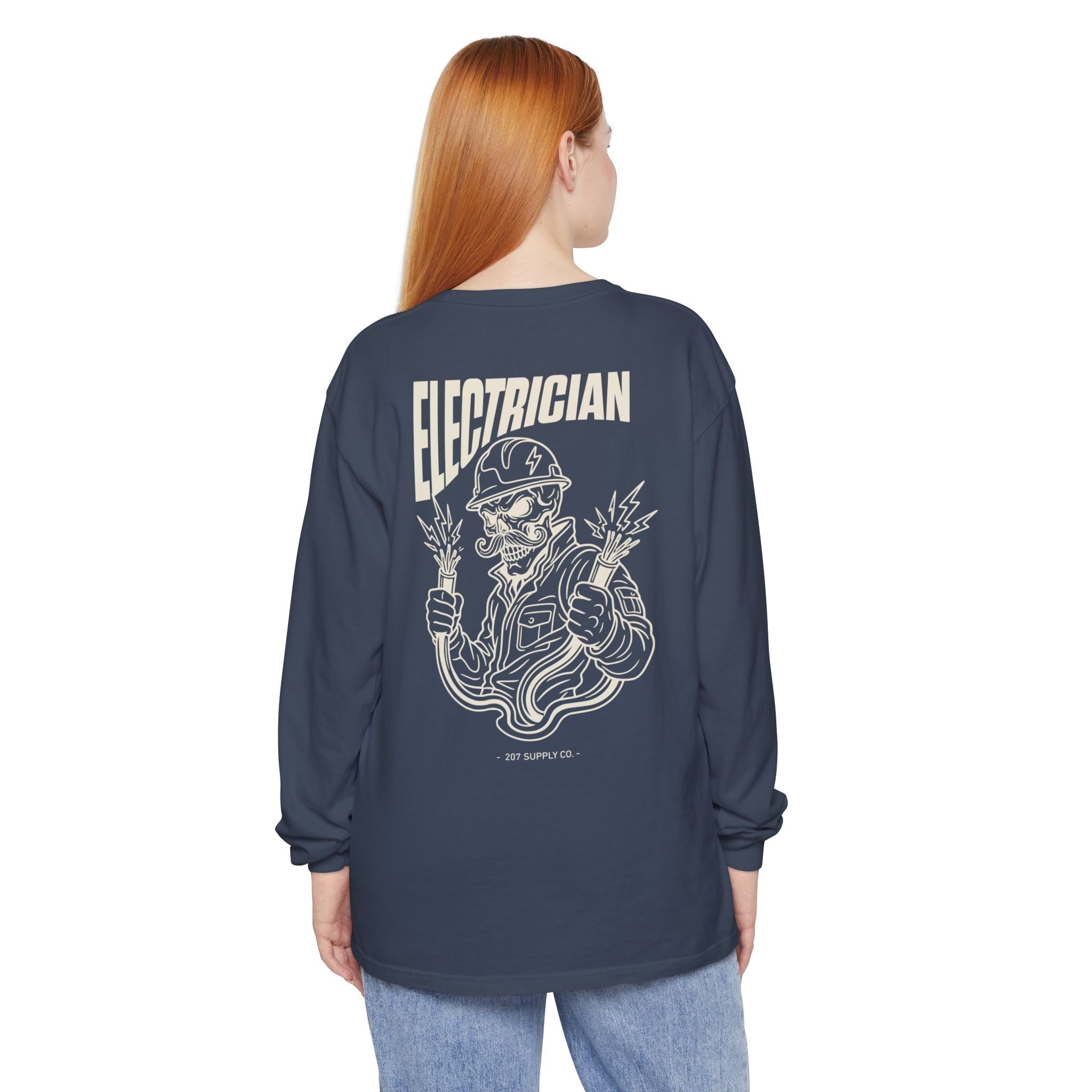 Electrician Skull Long Sleeve Tee - Dark