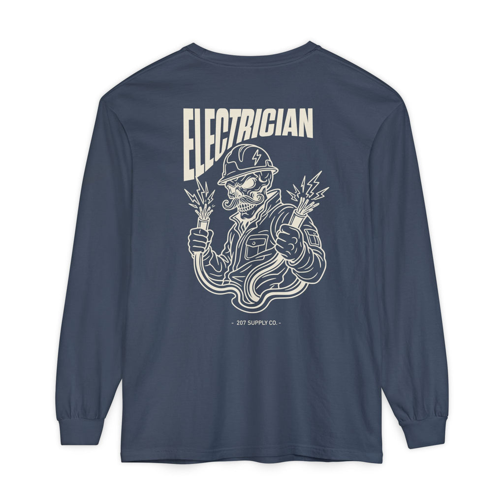 Electrician Skull Long Sleeve Tee - Dark