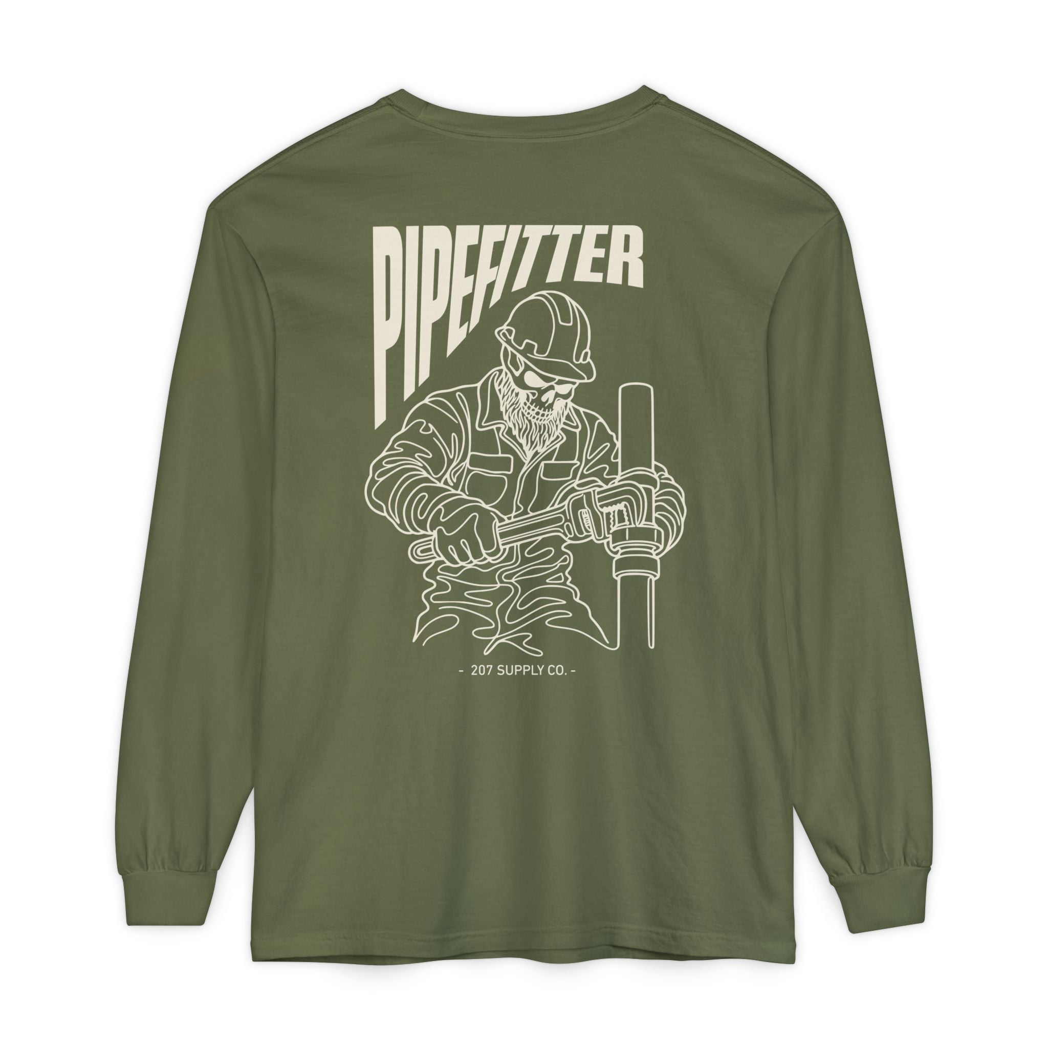 Pipefitter Skull Long Sleeve T-Shirt - Dark