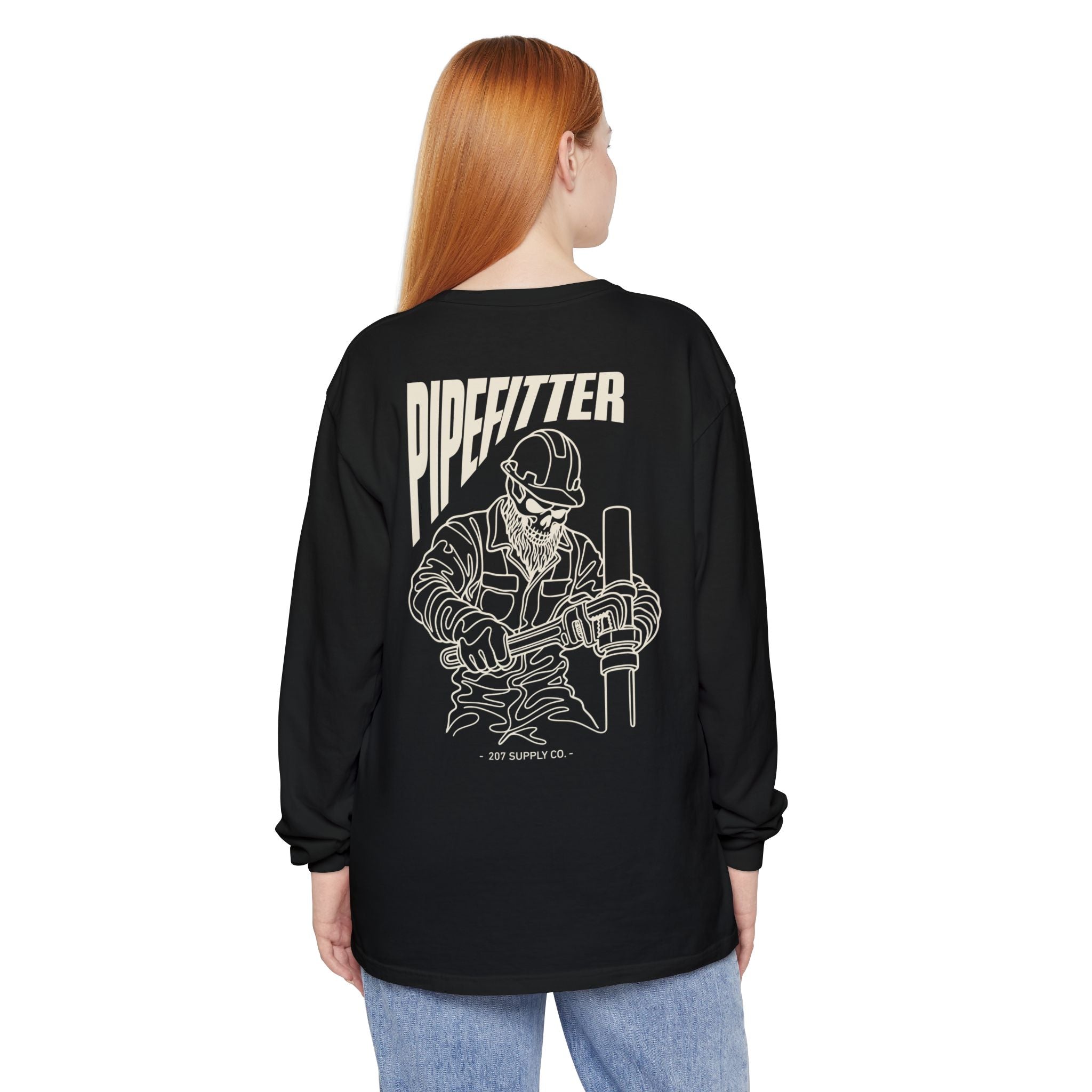 Pipefitter Skull Long Sleeve T-Shirt - Dark