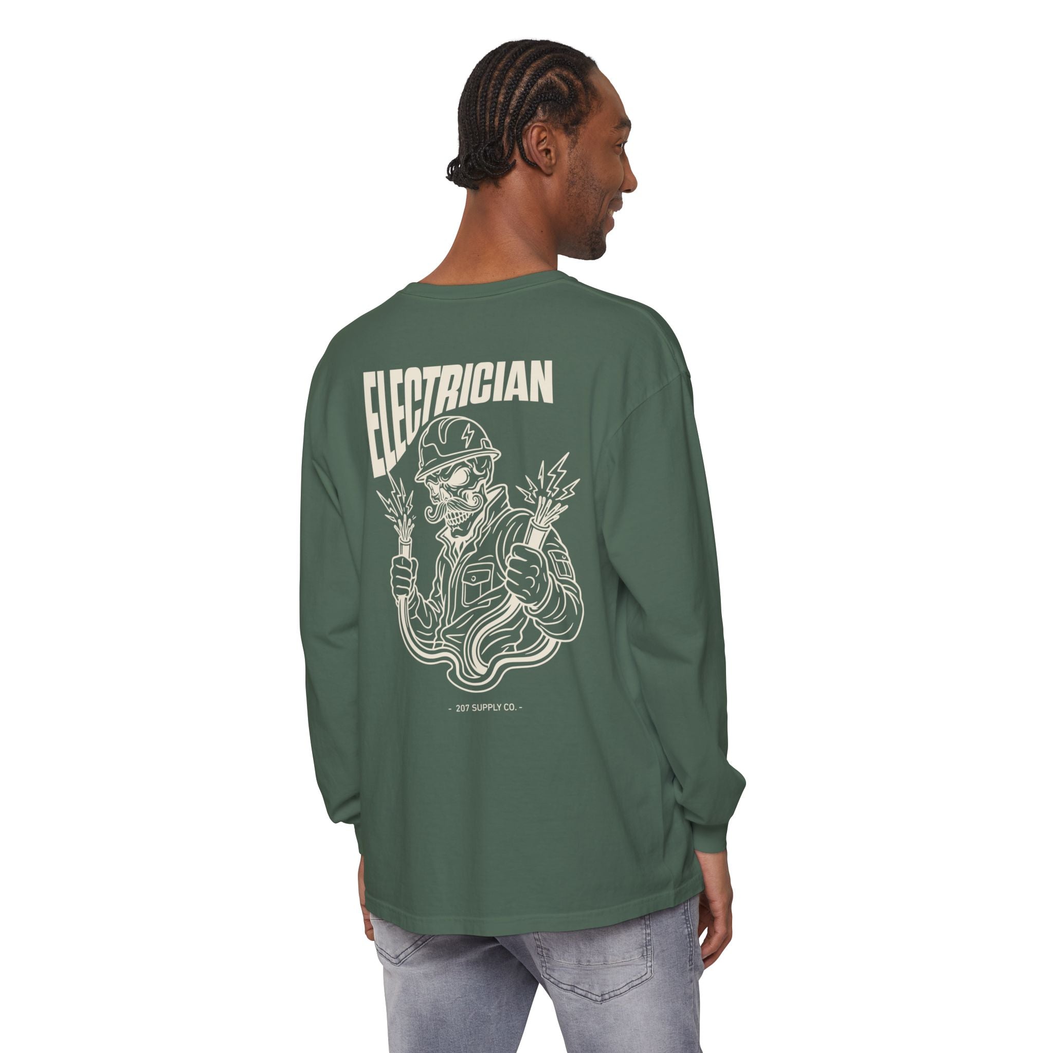 Electrician Skull Long Sleeve Tee - Dark