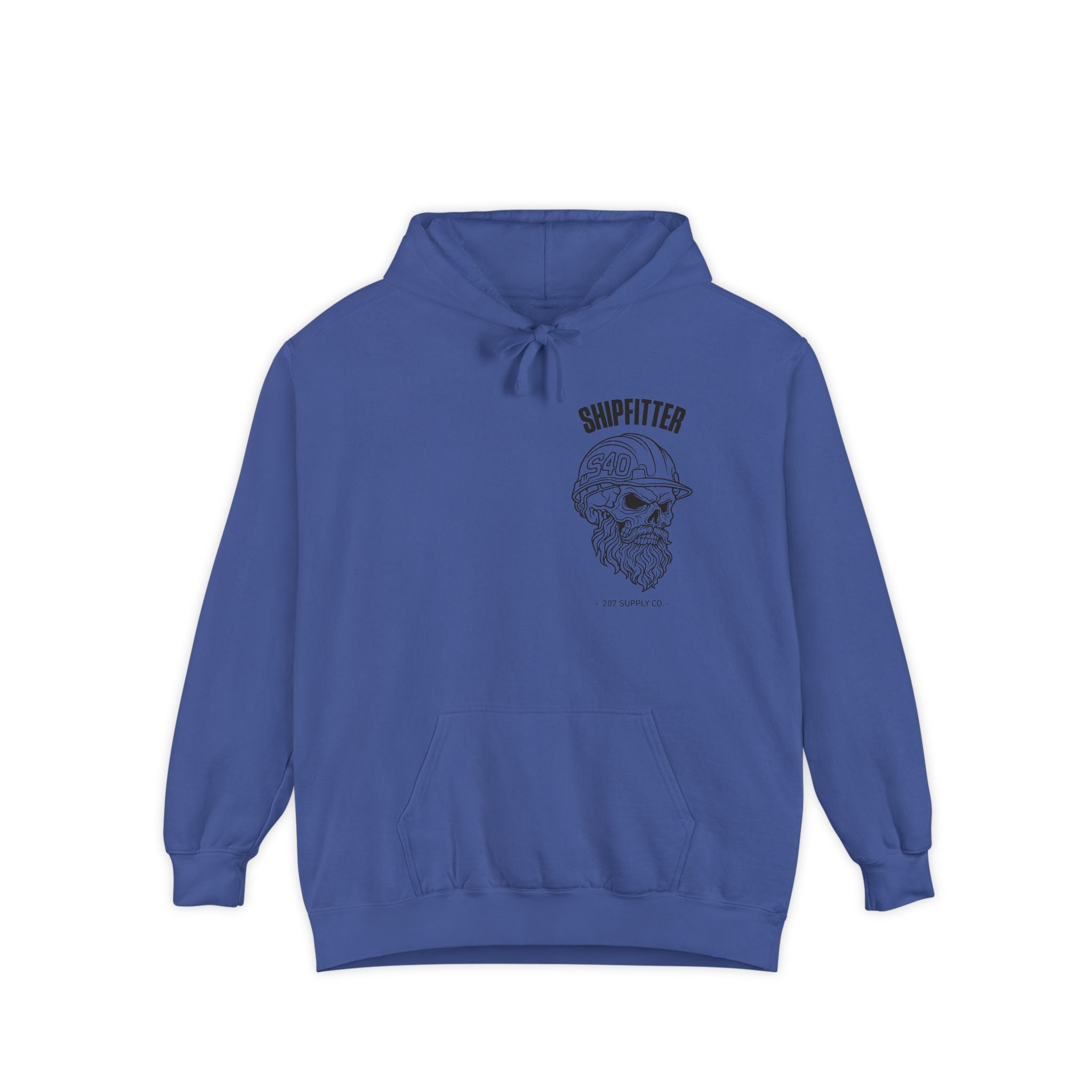 Shipfitter Bearded Skull Hoodie — Flo Blue