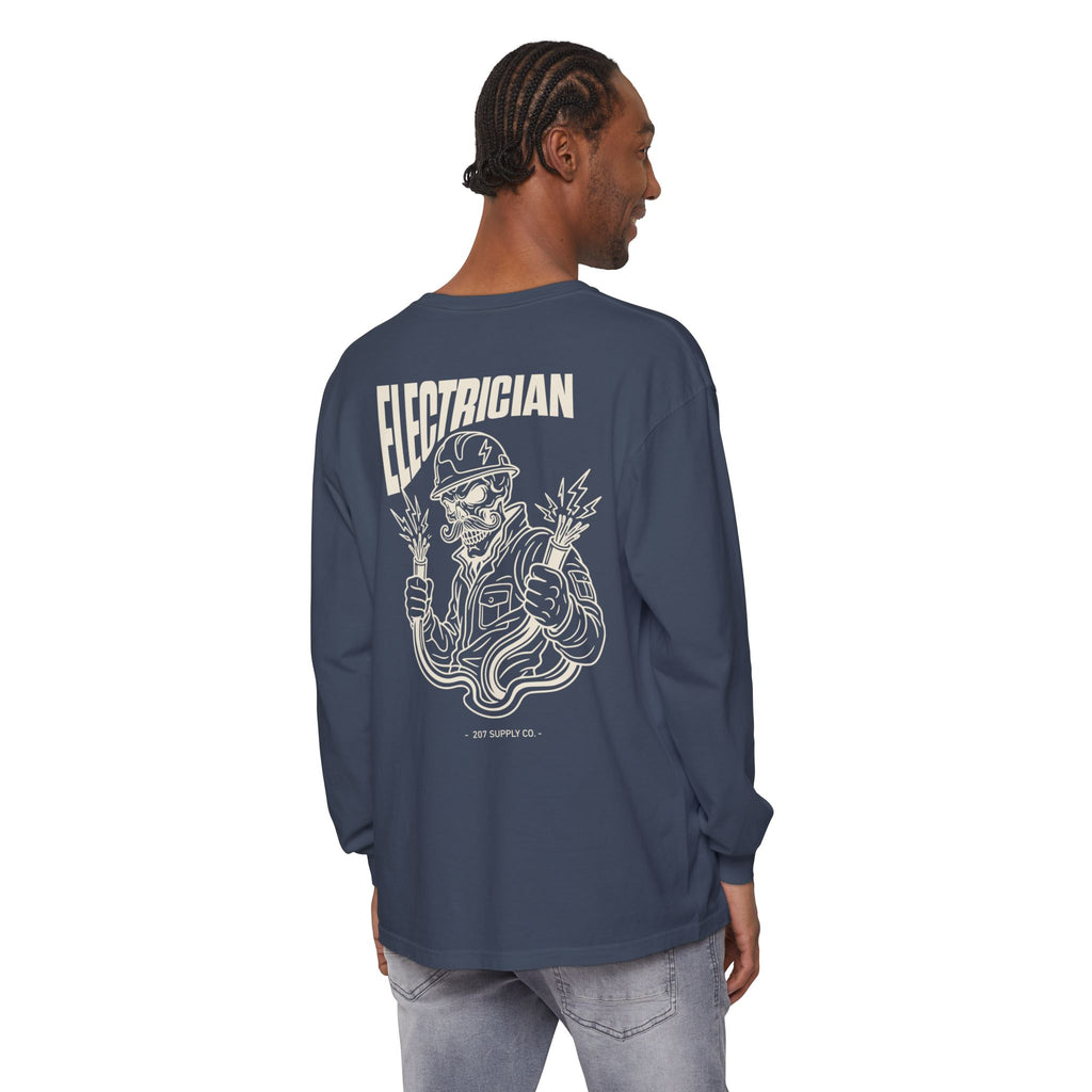 Electrician Skull Long Sleeve Tee - Dark