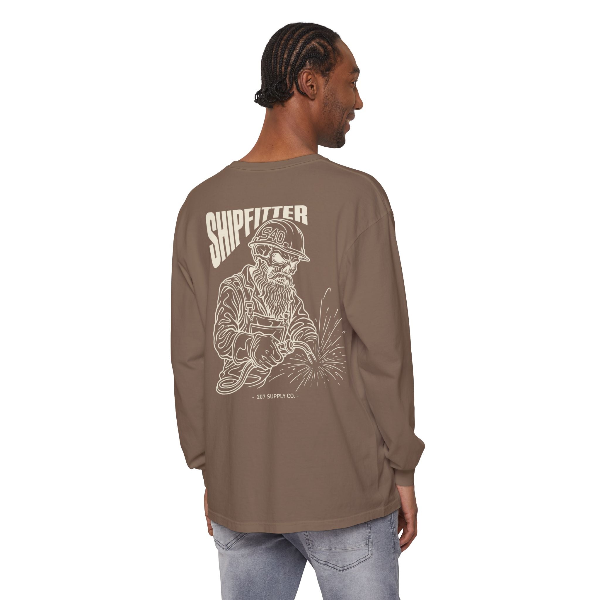 Shipfitter Bearded Skull Long Sleeve - Dark
