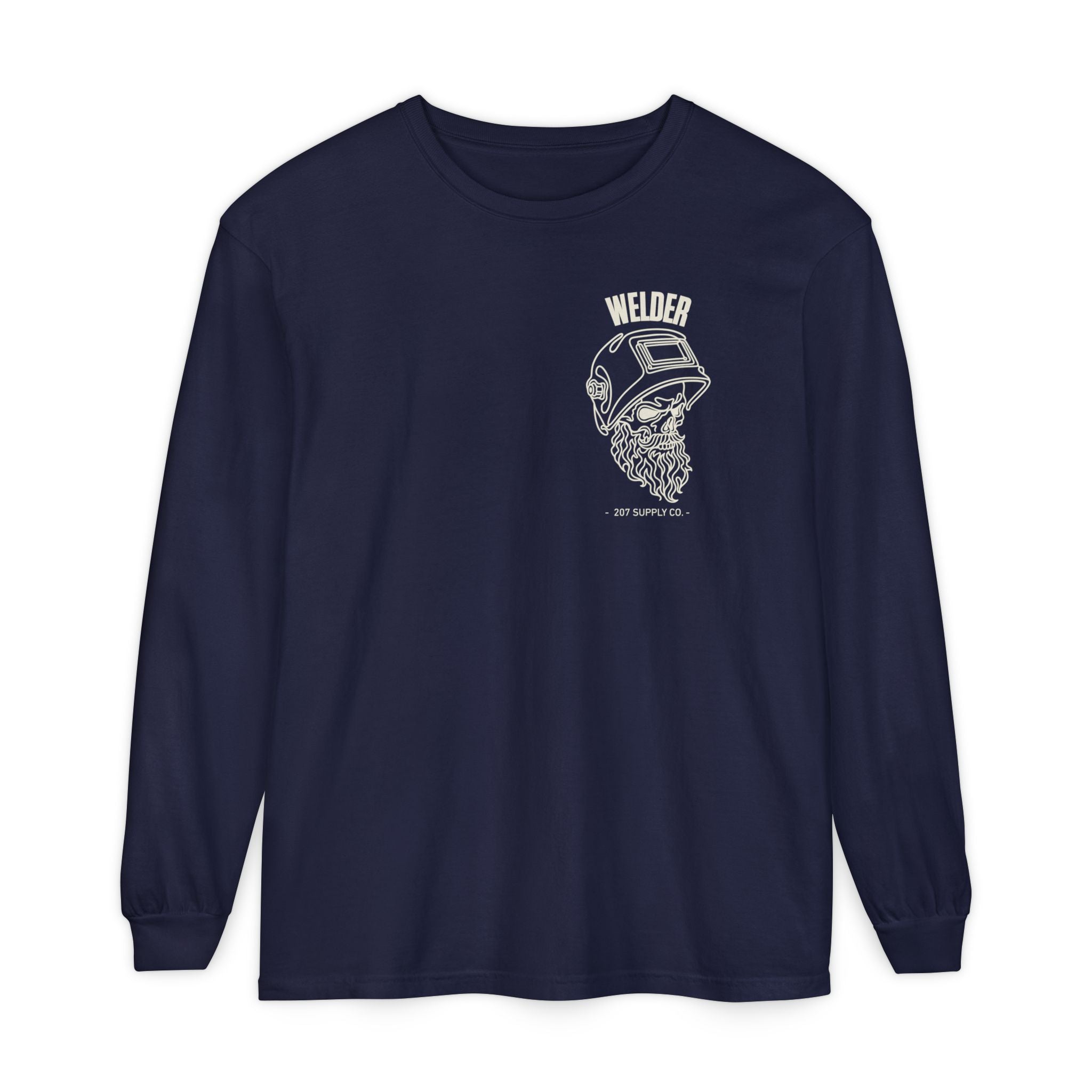 Welder Skull Long Sleeve Tee - Dark — True Navy