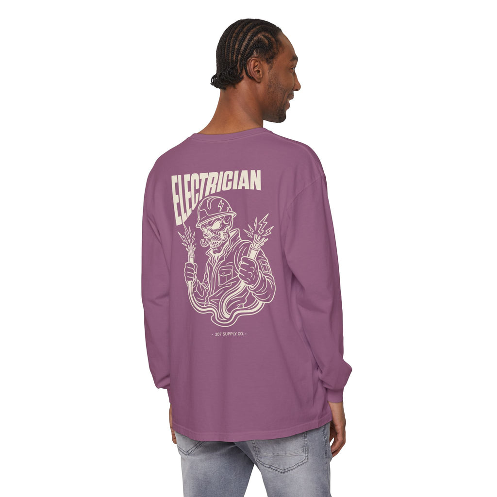 Electrician Skull Long Sleeve Tee - Dark