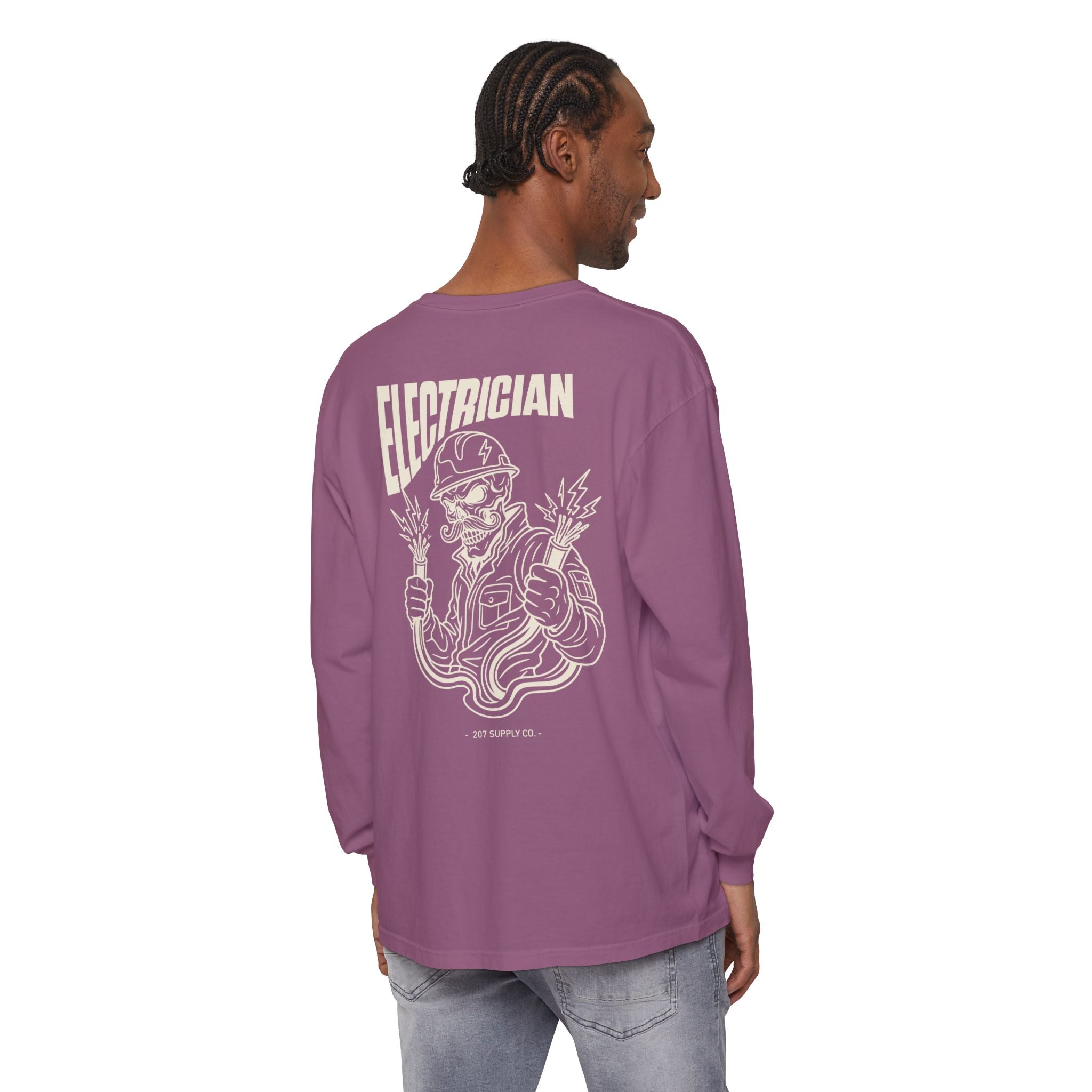 Electrician Skull Long Sleeve Tee - Dark