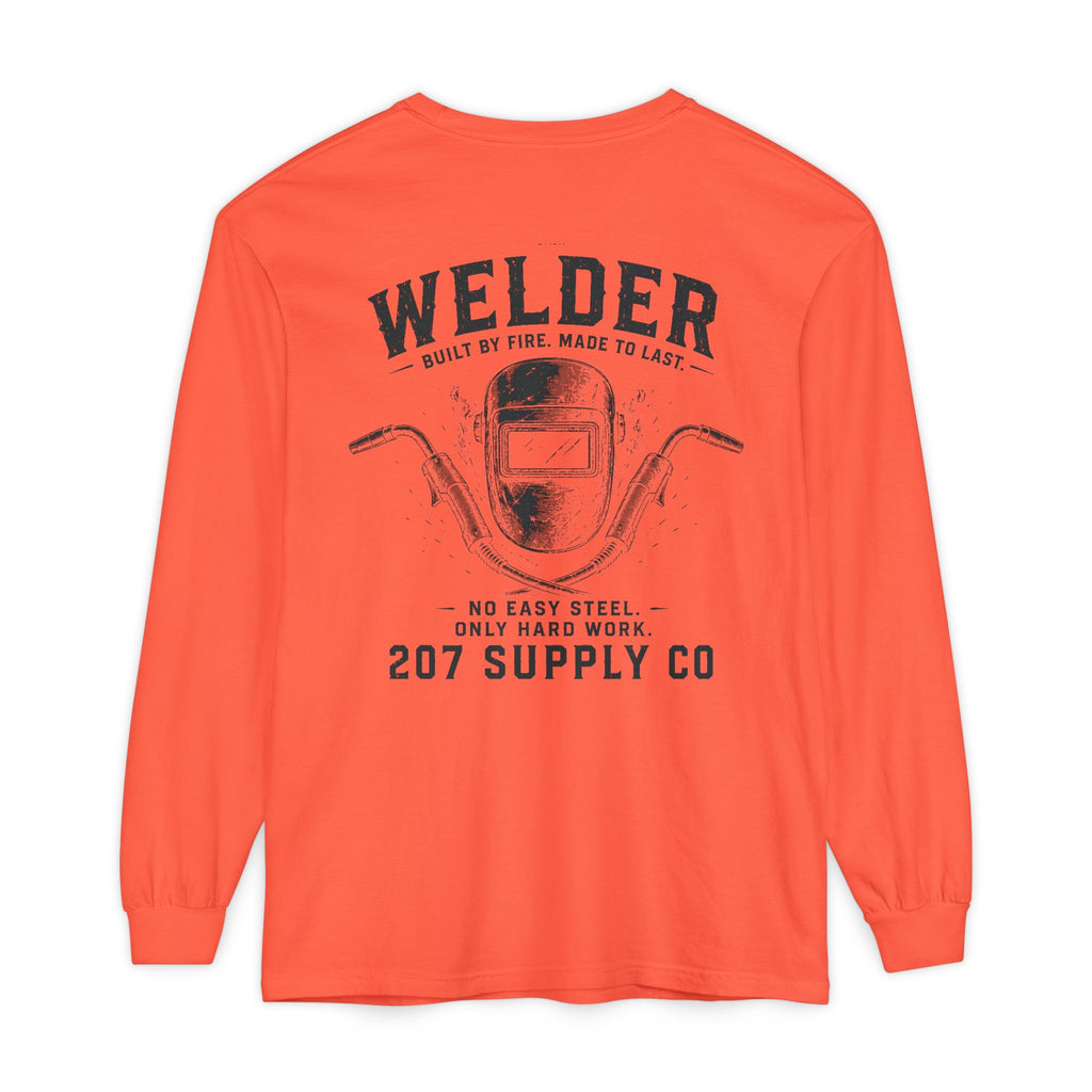 Premium Welder Long Sleeve Tee — 'Welder 207 Supply Co' Garment-Dyed Work Shirt