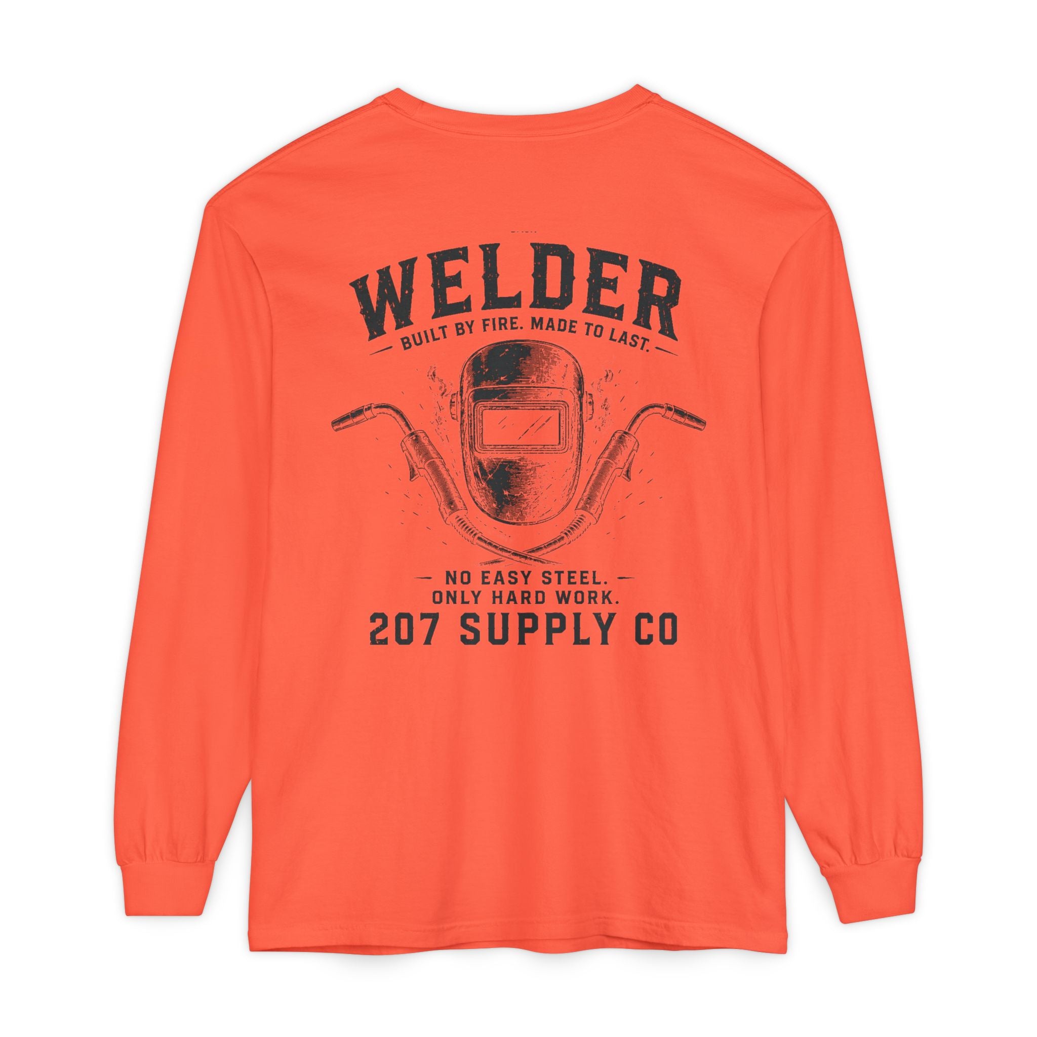 Premium Welder Long Sleeve Tee — 'Welder 207 Supply Co' Garment-Dyed Work Shirt