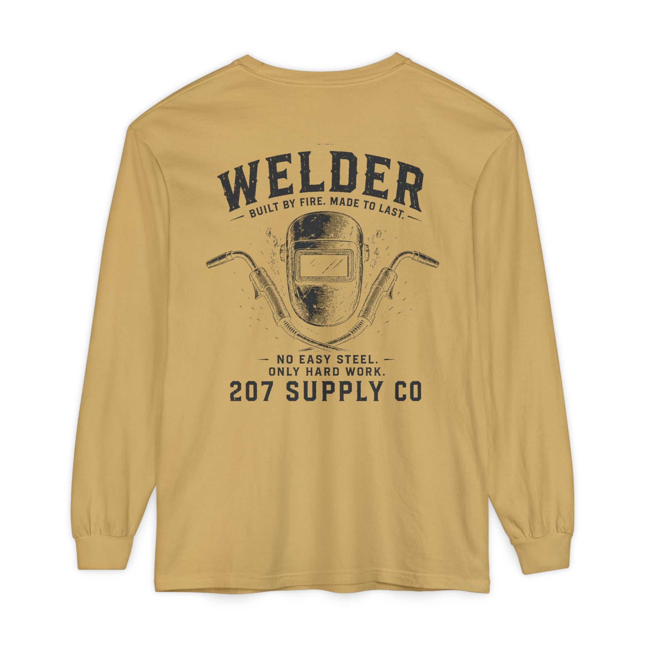 Premium Welder Long Sleeve Tee — 'Welder 207 Supply Co' Garment-Dyed Work Shirt