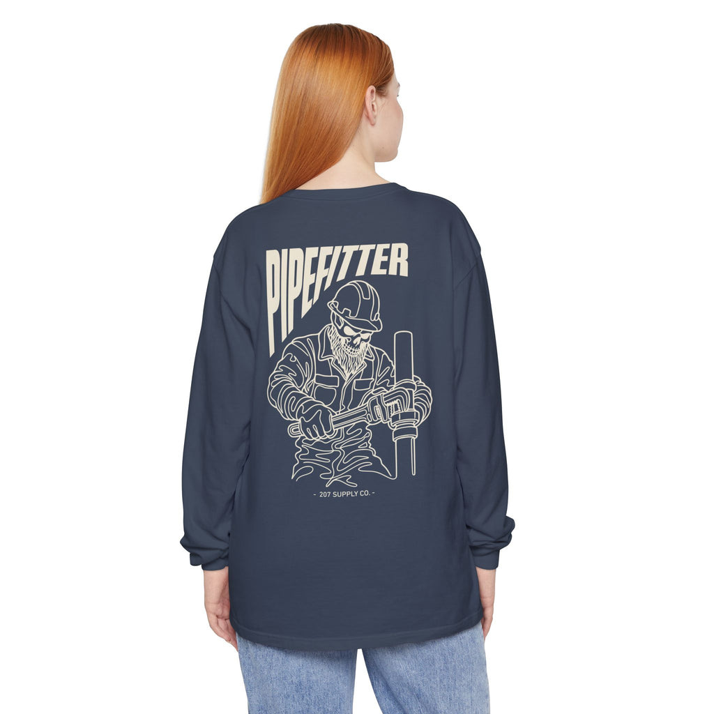 Pipefitter Skull Long Sleeve T-Shirt - Dark