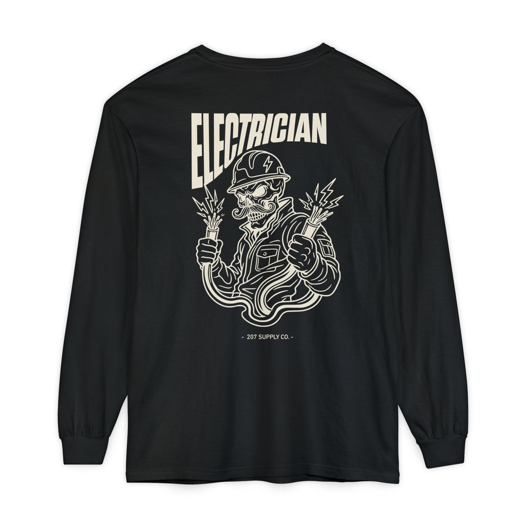 Electrician Skull Long Sleeve Tee - Dark