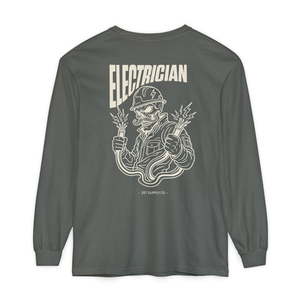Electrician Skull Long Sleeve Tee - Dark