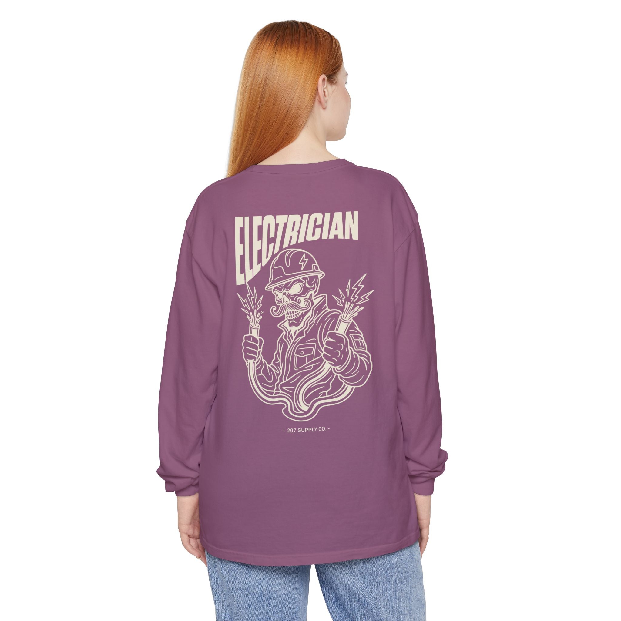 Electrician Skull Long Sleeve Tee - Dark