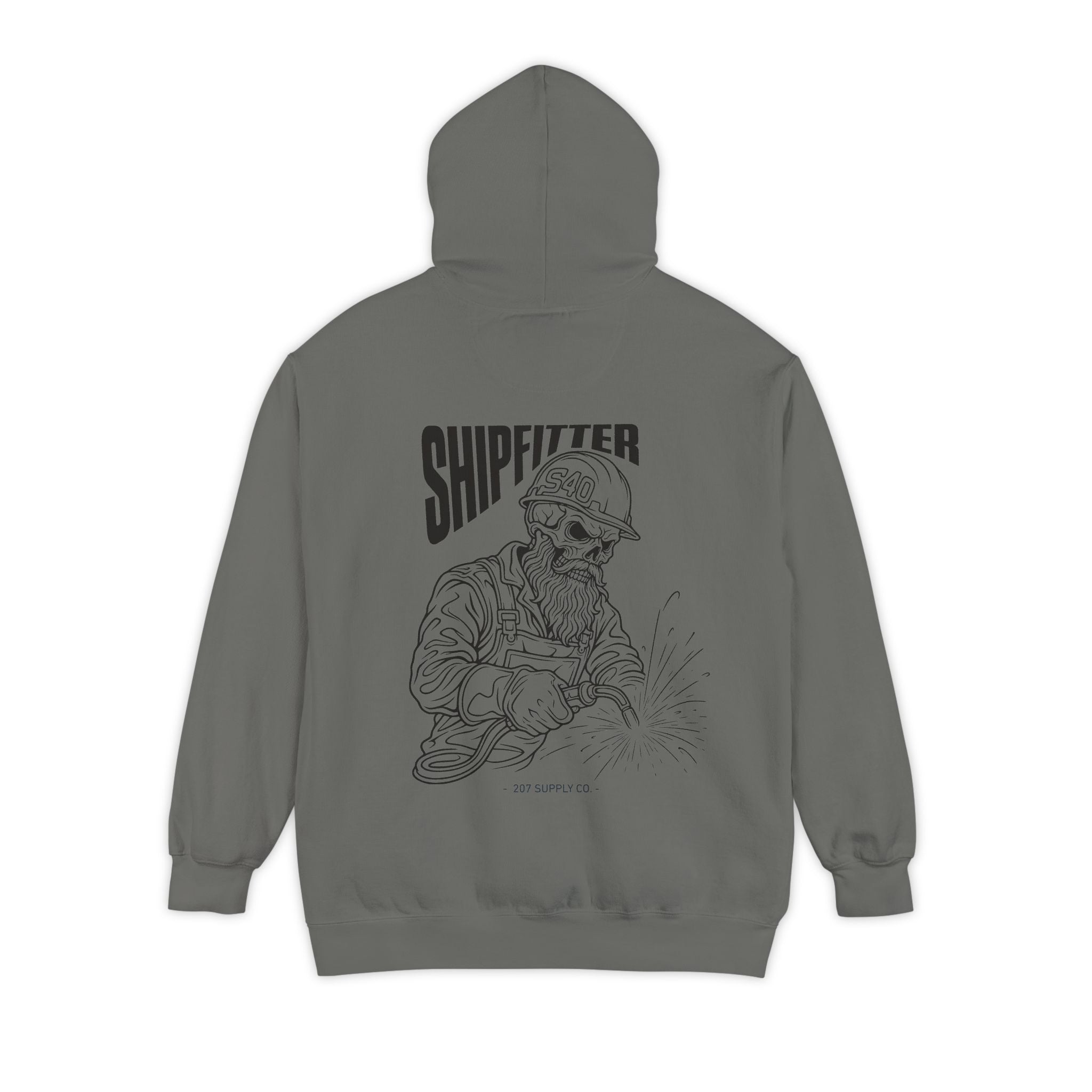 Shipfitter Bearded Skull Hoodie — Grey