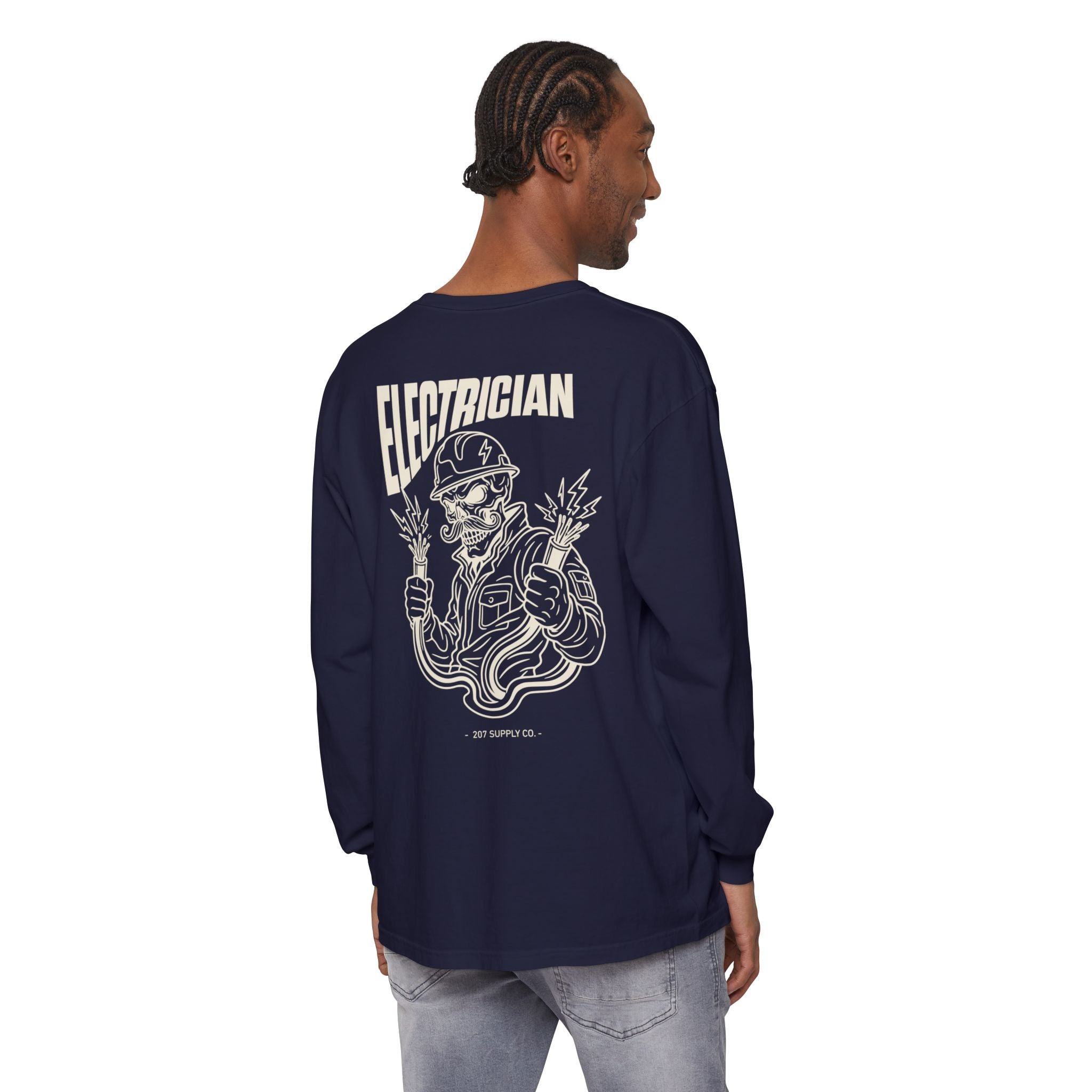 Electrician Skull Long Sleeve Tee - Dark