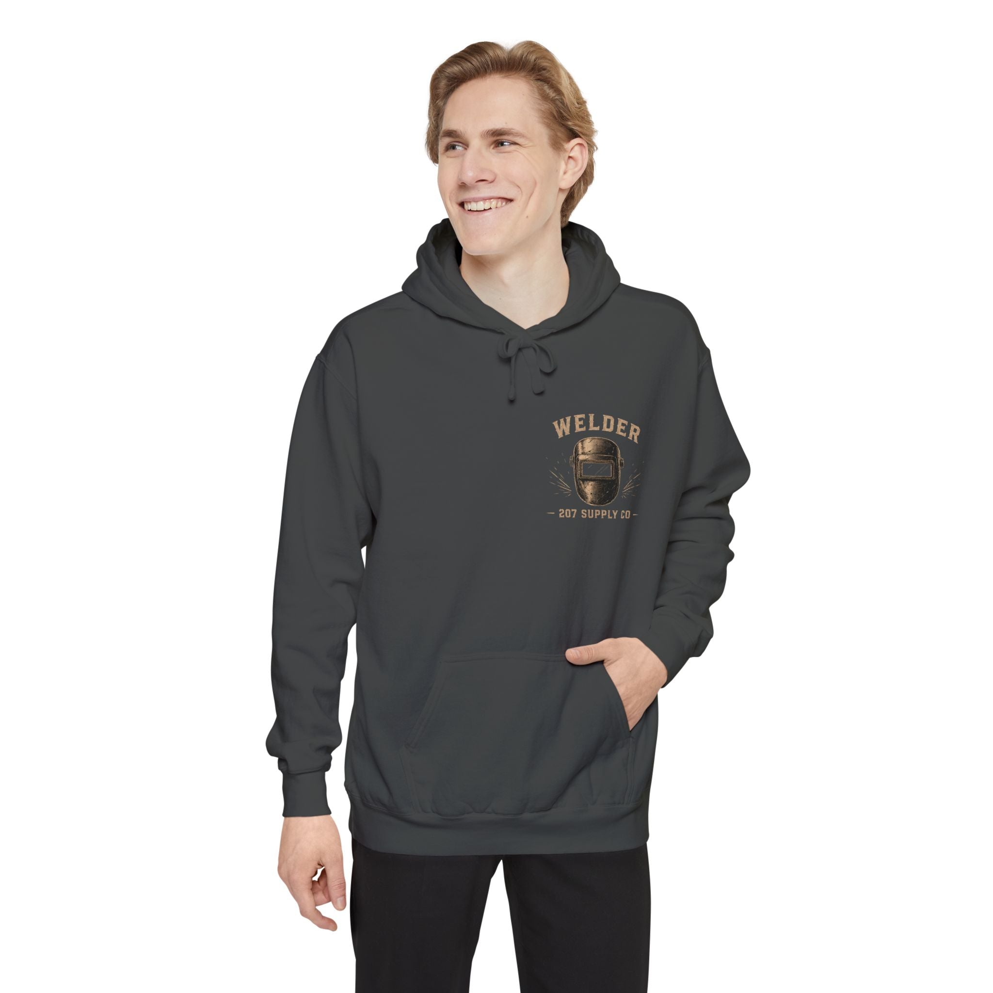 Premium Welder Hoodie - Vintage Welding Helmet Graphic