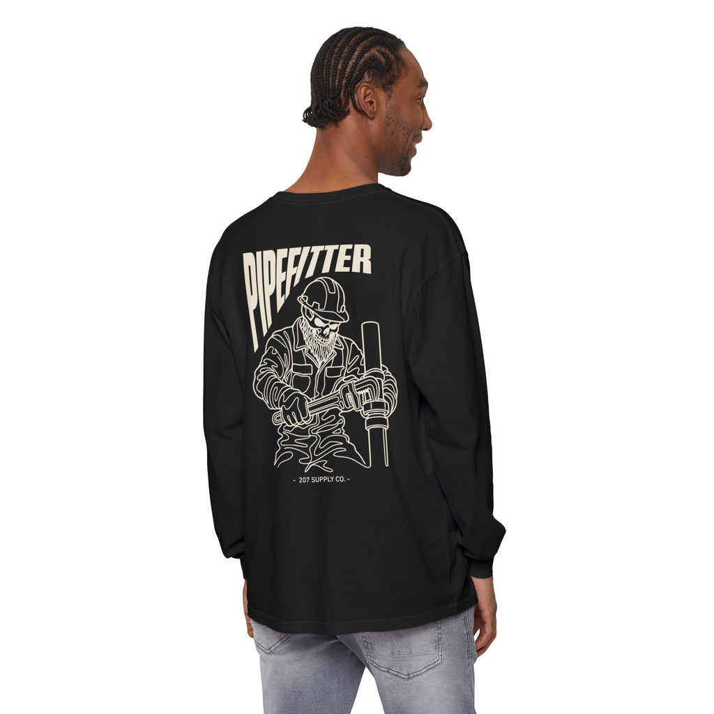Pipefitter Skull Long Sleeve T-Shirt - Dark
