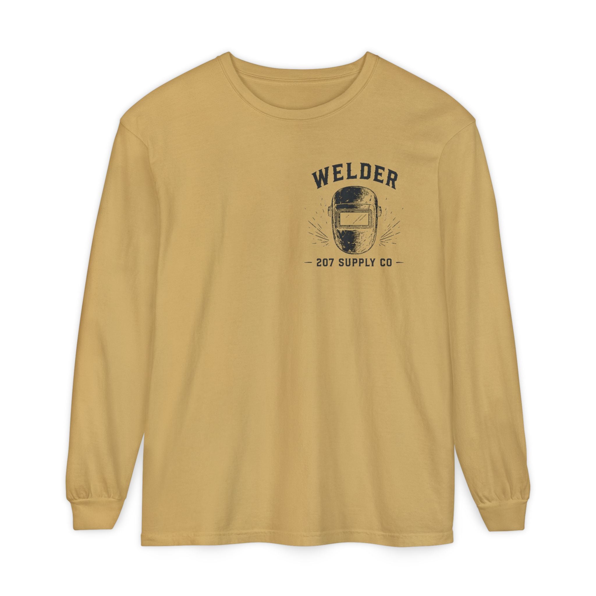 Premium Welder Long Sleeve Tee — 'Welder 207 Supply Co' Garment-Dyed Work Shirt