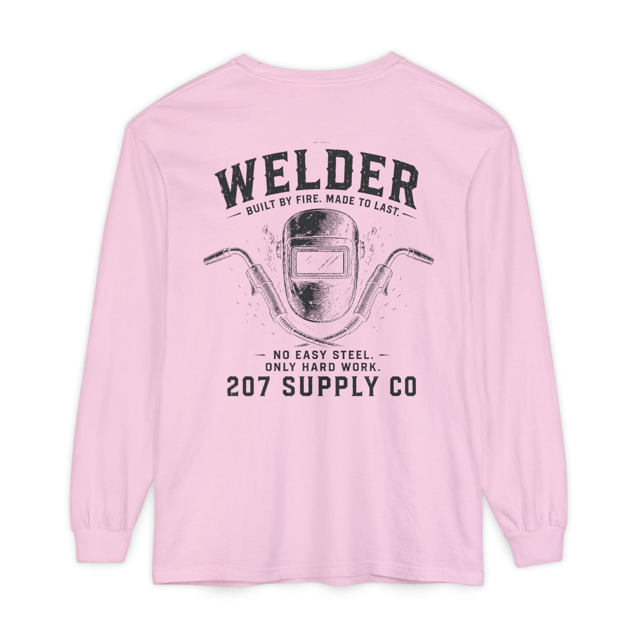 Premium Welder Long Sleeve Tee — 'Welder 207 Supply Co' Garment-Dyed Work Shirt