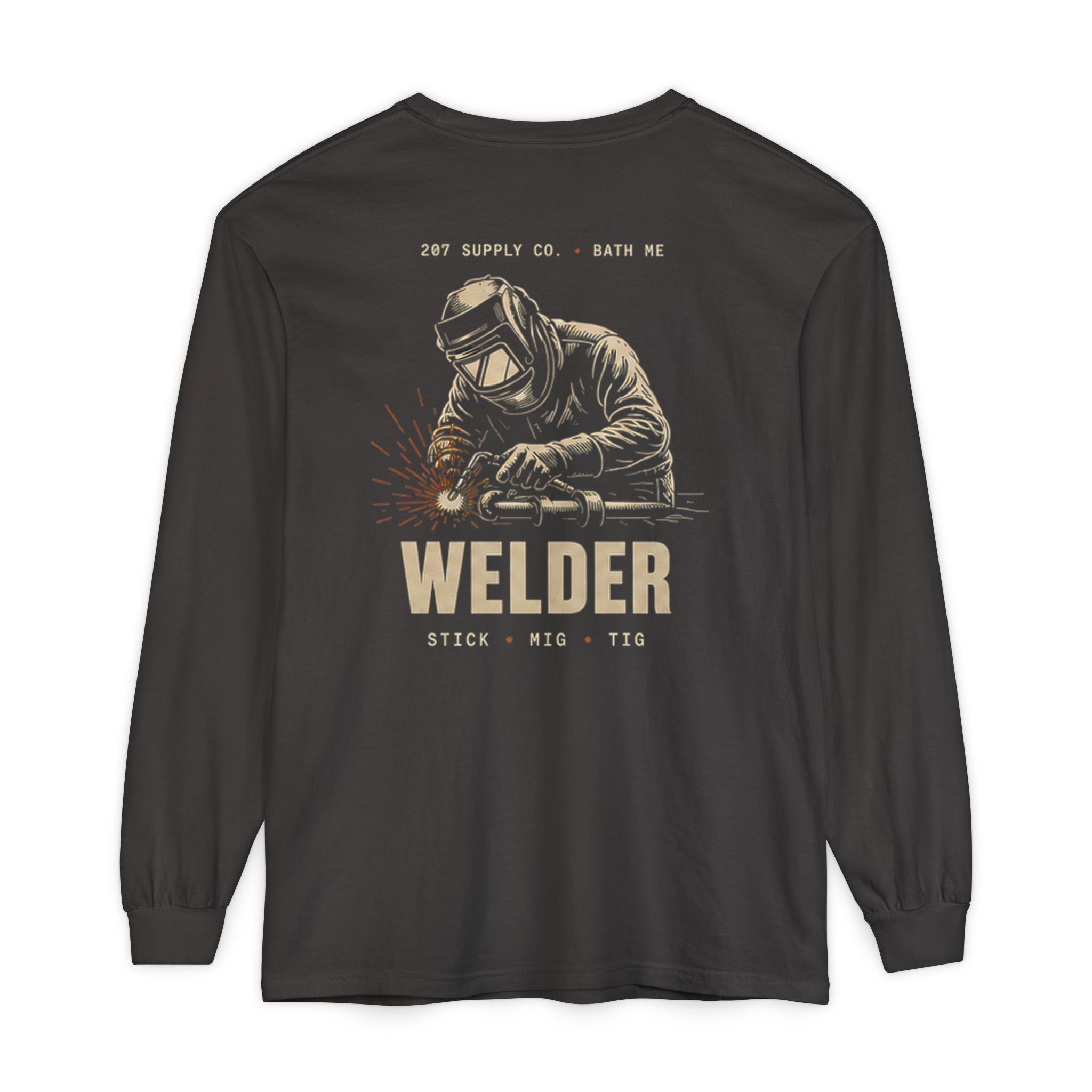 Premium Welder Long Sleeve T‑Shirt — Vintage Welding Helmet & Welder Graphic