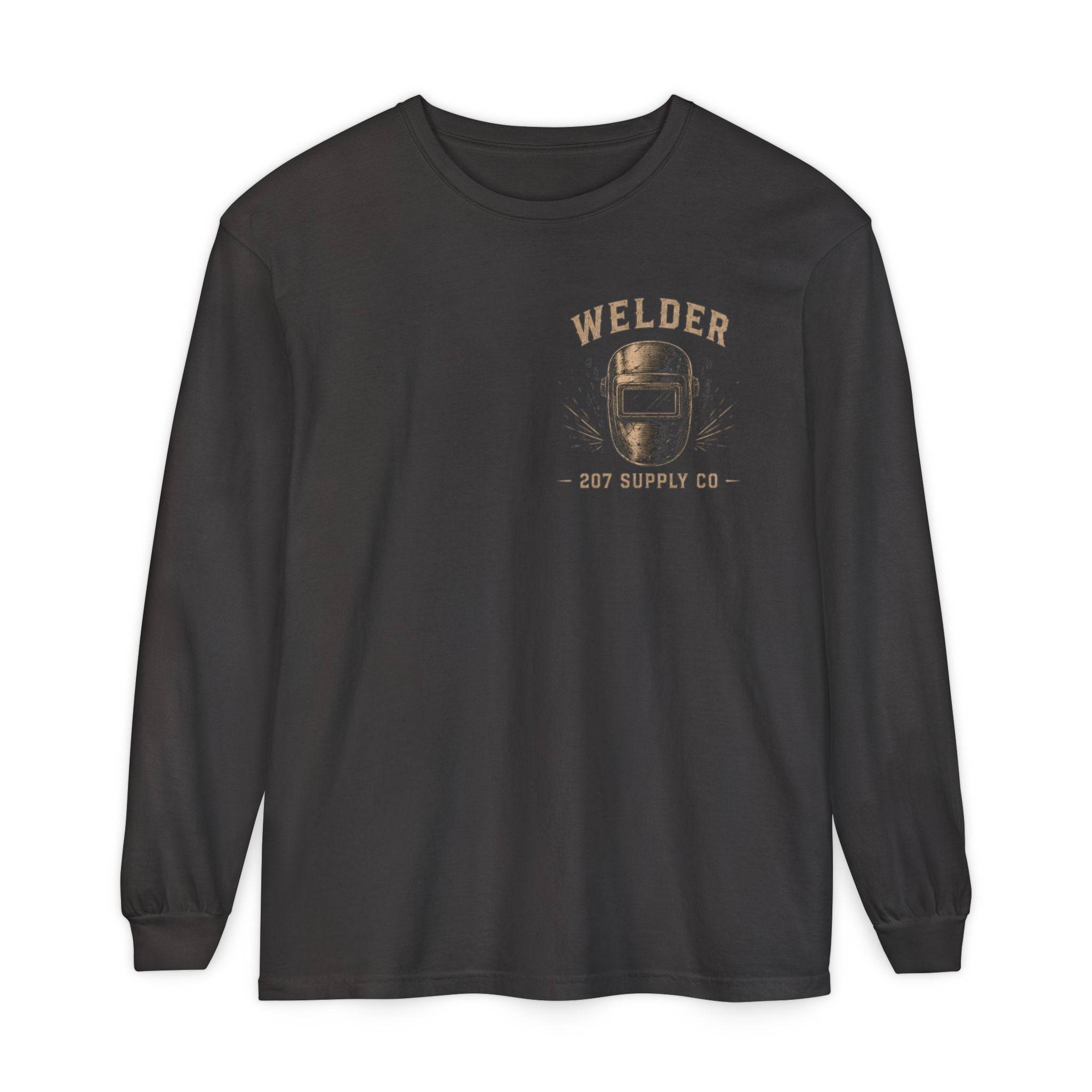 Premium Welder Long Sleeve T‑Shirt — Vintage Welding Helmet & Welder Graphic