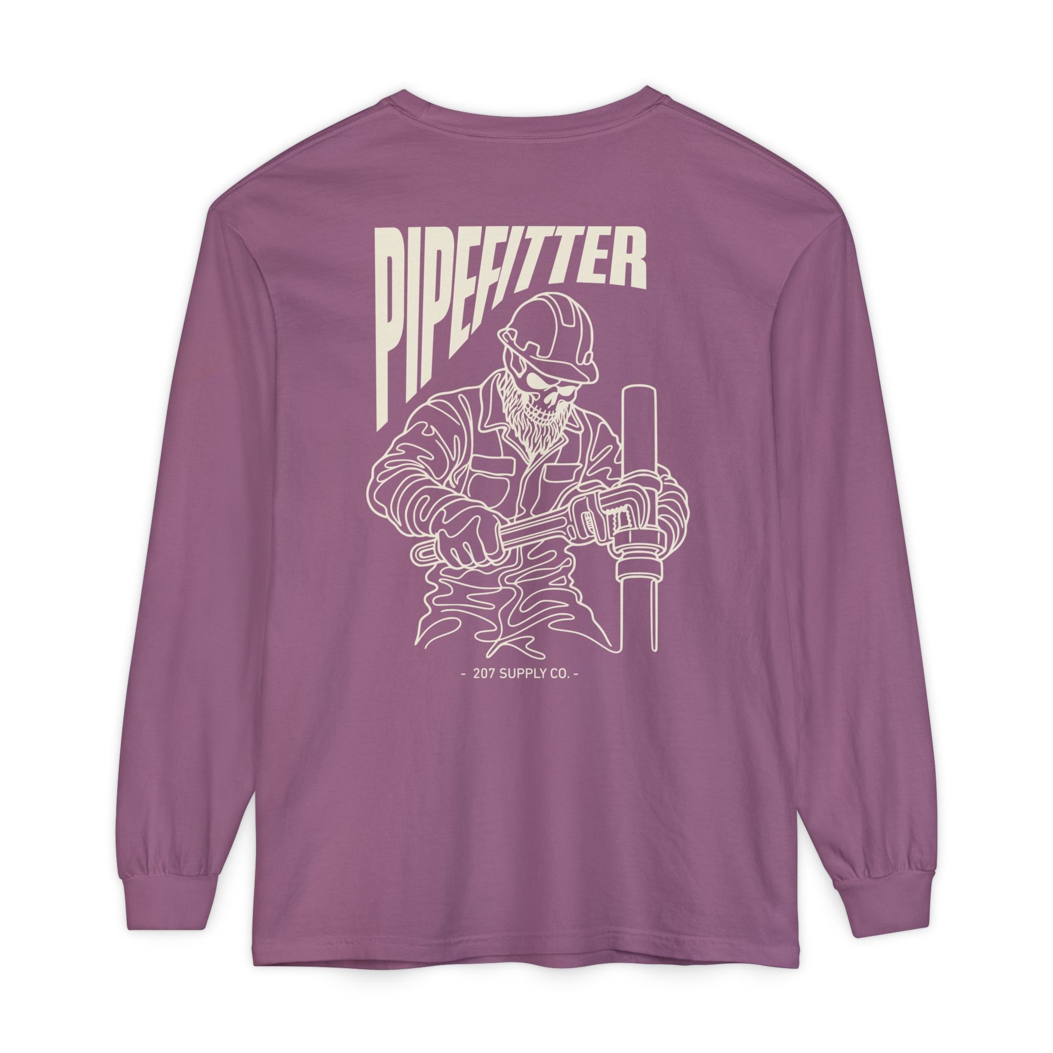 Pipefitter Skull Long Sleeve T-Shirt - Dark