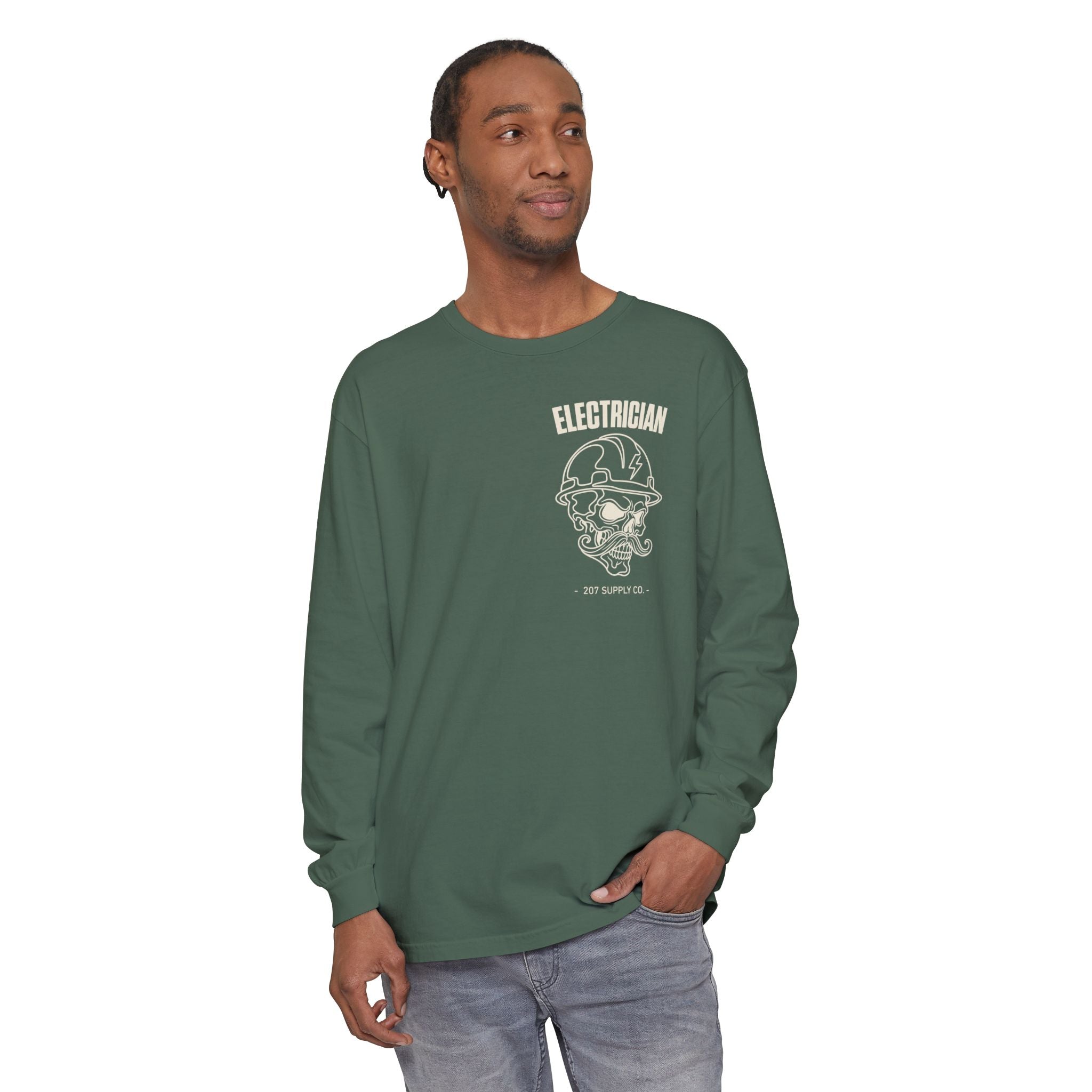 Electrician Skull Long Sleeve Tee - Dark