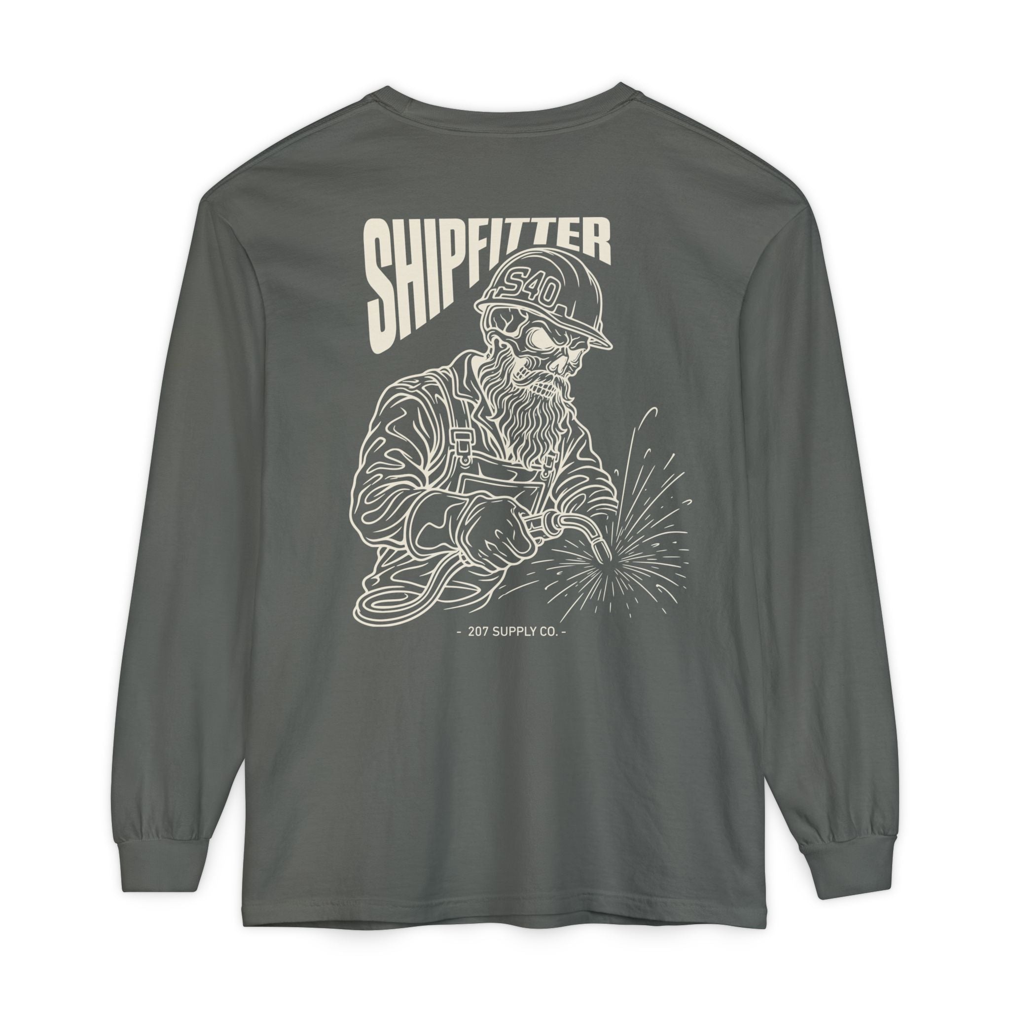 Shipfitter Bearded Skull Long Sleeve - Dark